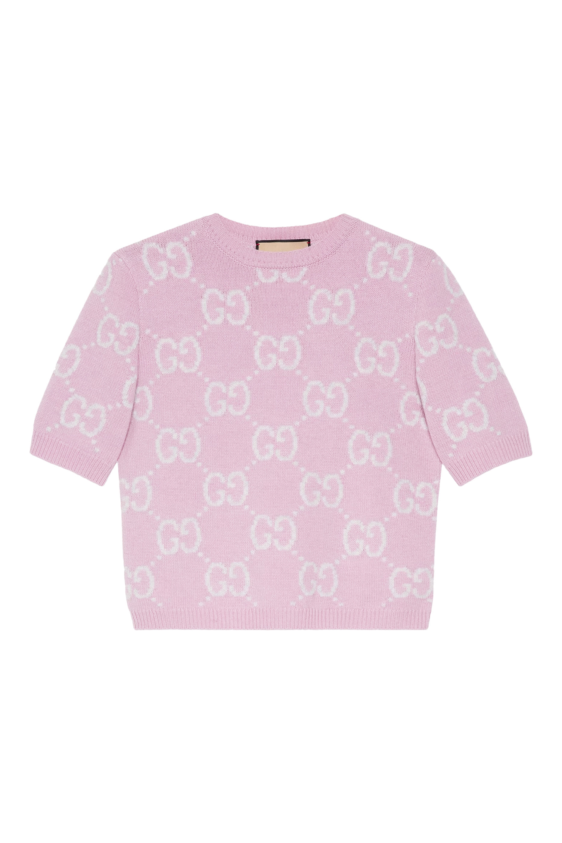 بلوزة منسوجة صوف بنقشة حرفي شعار الماركة