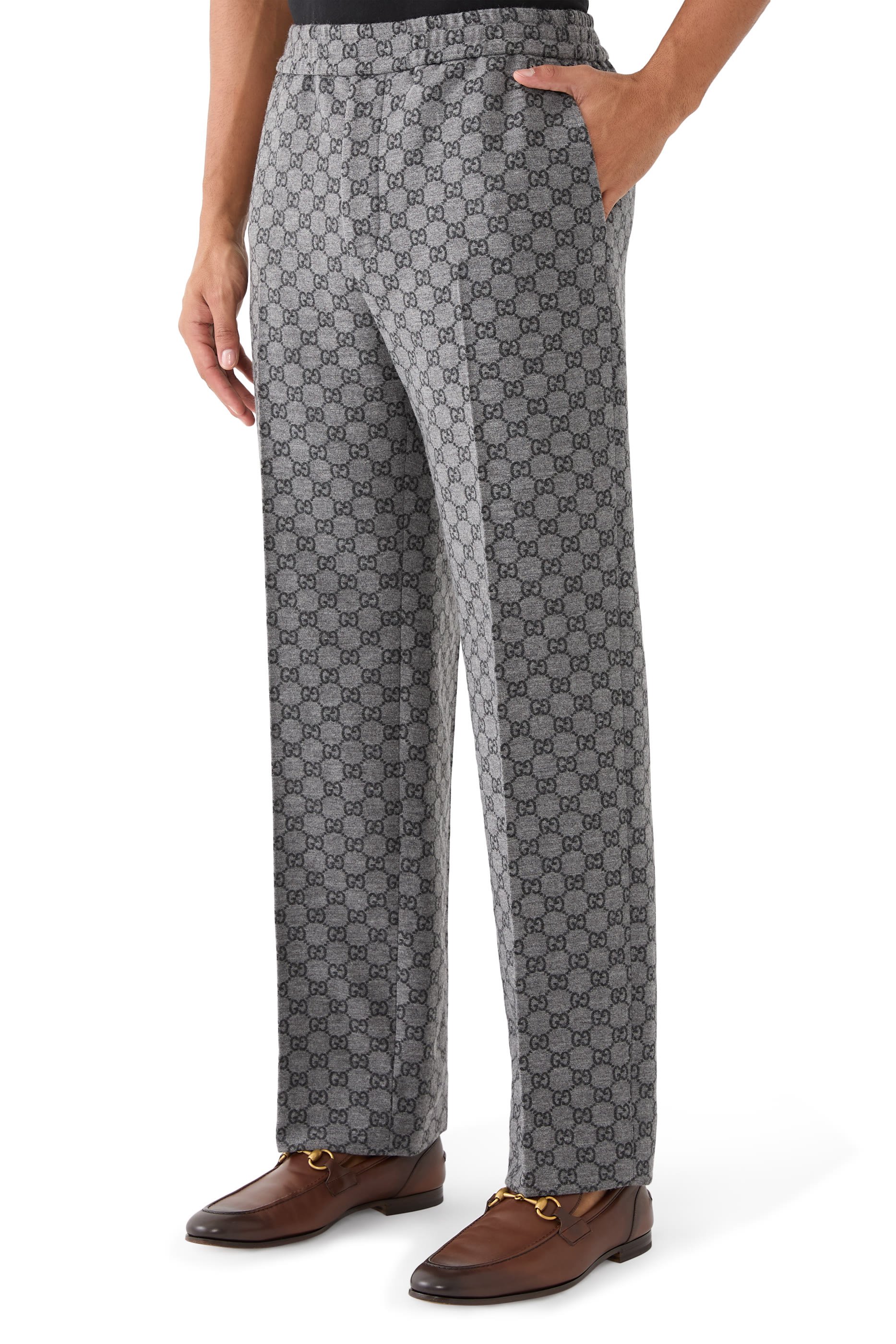 بنطال فلانيل بنقشة حرفي شعار الماركة