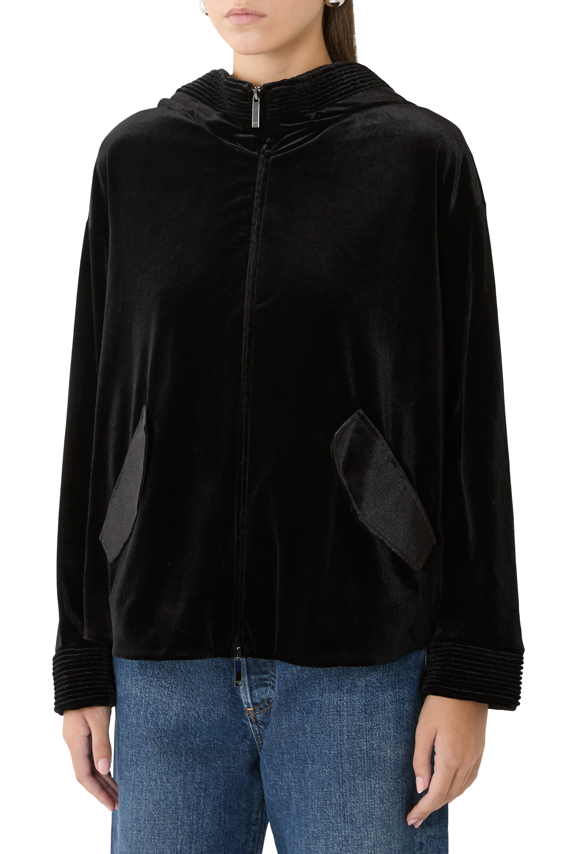 سويت شيرت بغطاء رأس شنيل مطاطي