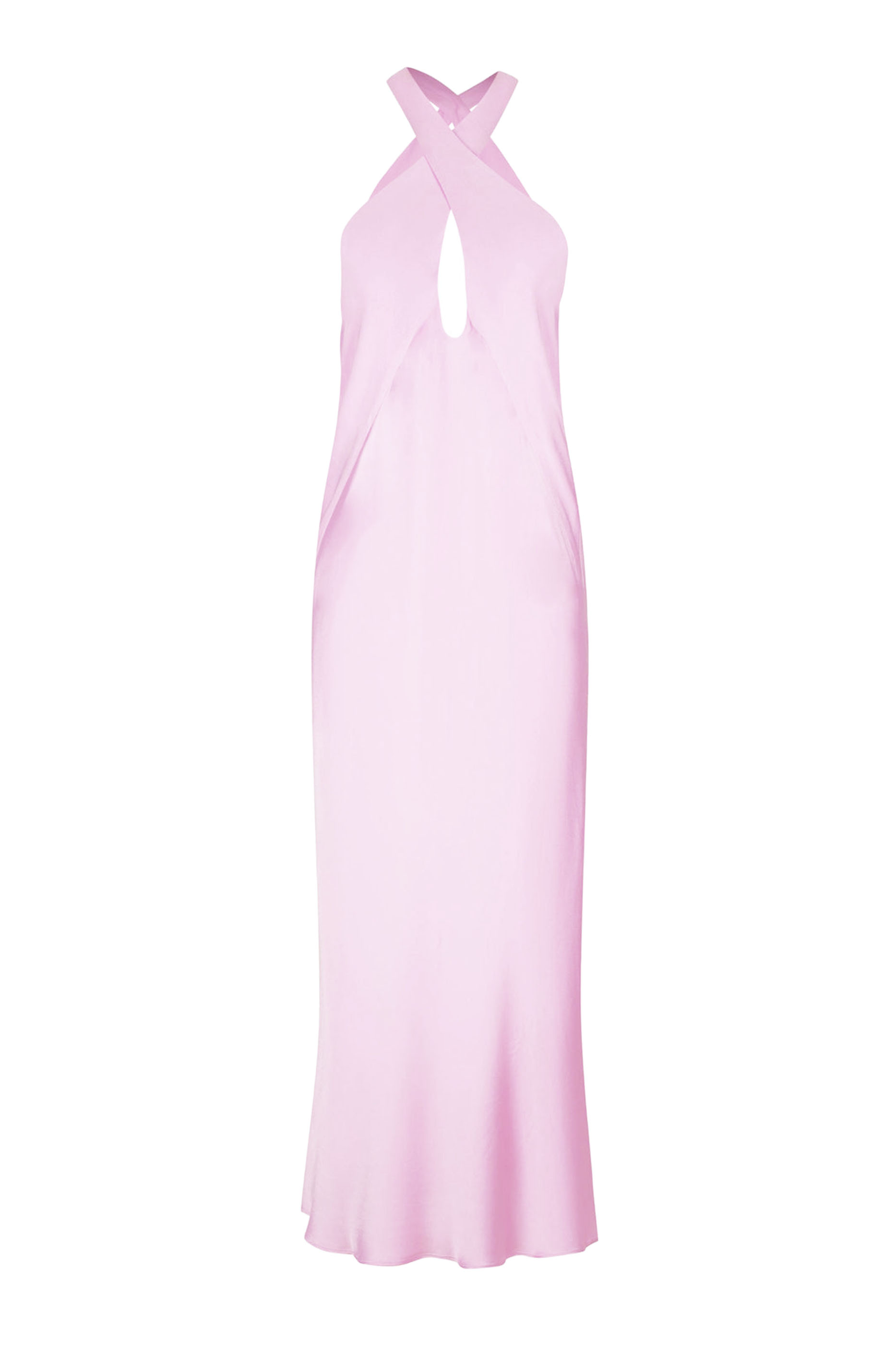 فستان لا لون متوسط الطول بتصميم متقاطع في الأمام وفتحة