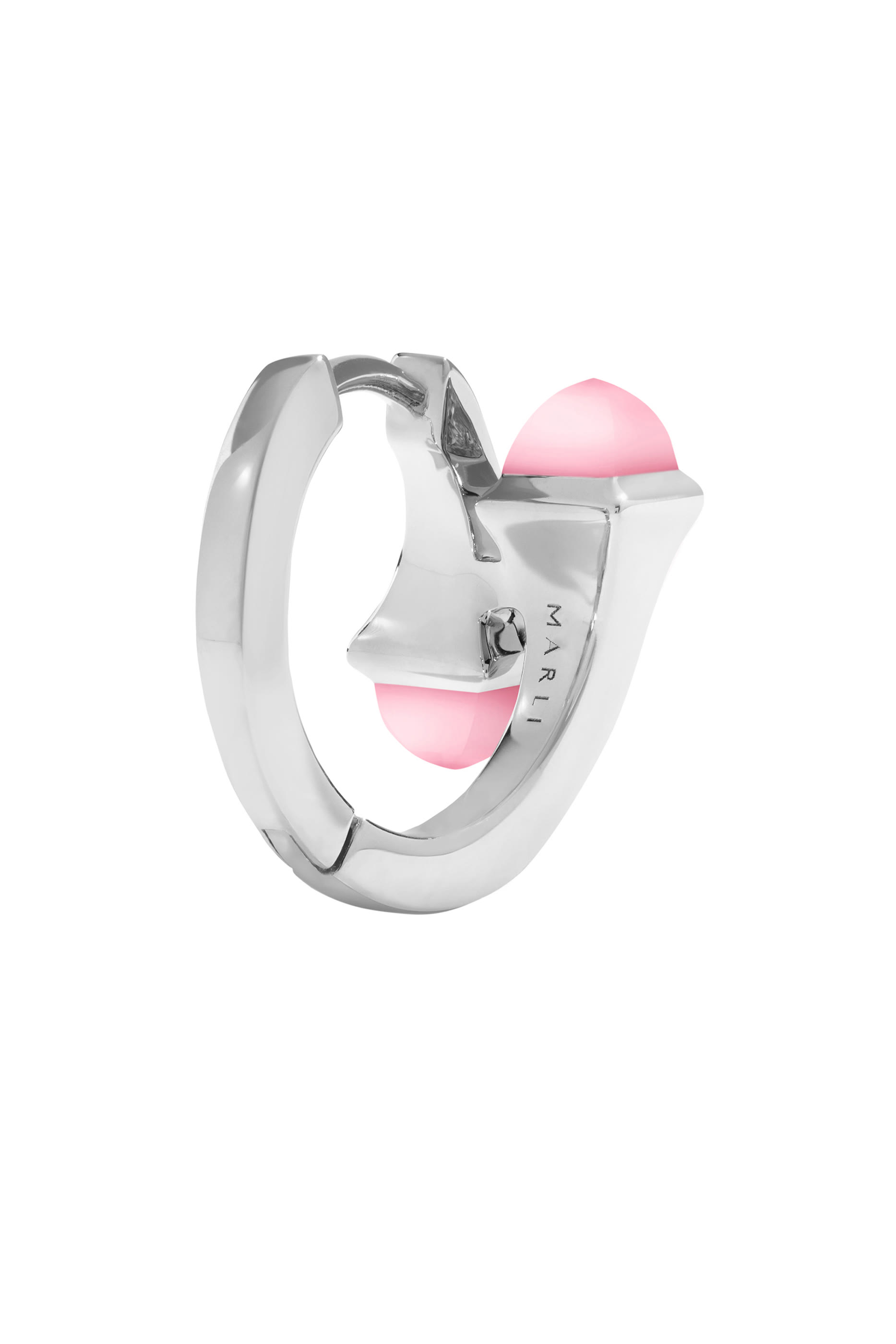 أقراط كليو هاجي مرصعة بماس وكريستال وردي، ذهب أبيض عيار 18