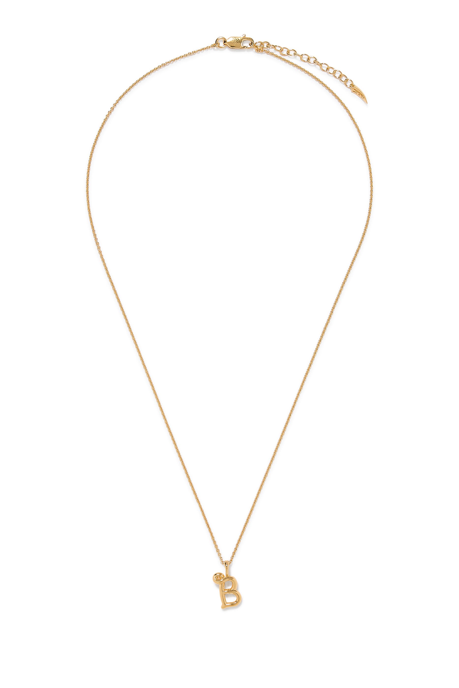 قلادة بدلاية صغيرة بتصميم حرف بي بحواف متموجة منصهرة، فضة استرلينية معاد تدويرها مطلية بذهب عيار 18