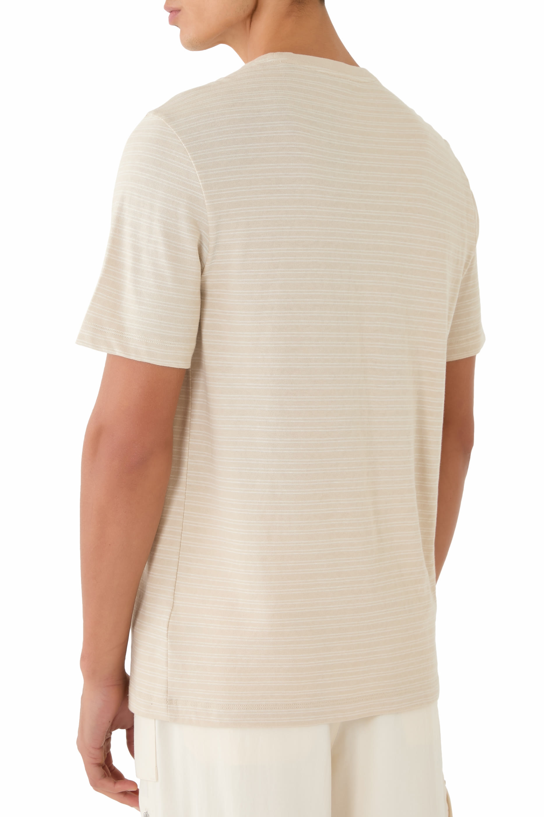 تيشيرت مخطط منسوج بياقة ضيقة وقصة فضفاضة