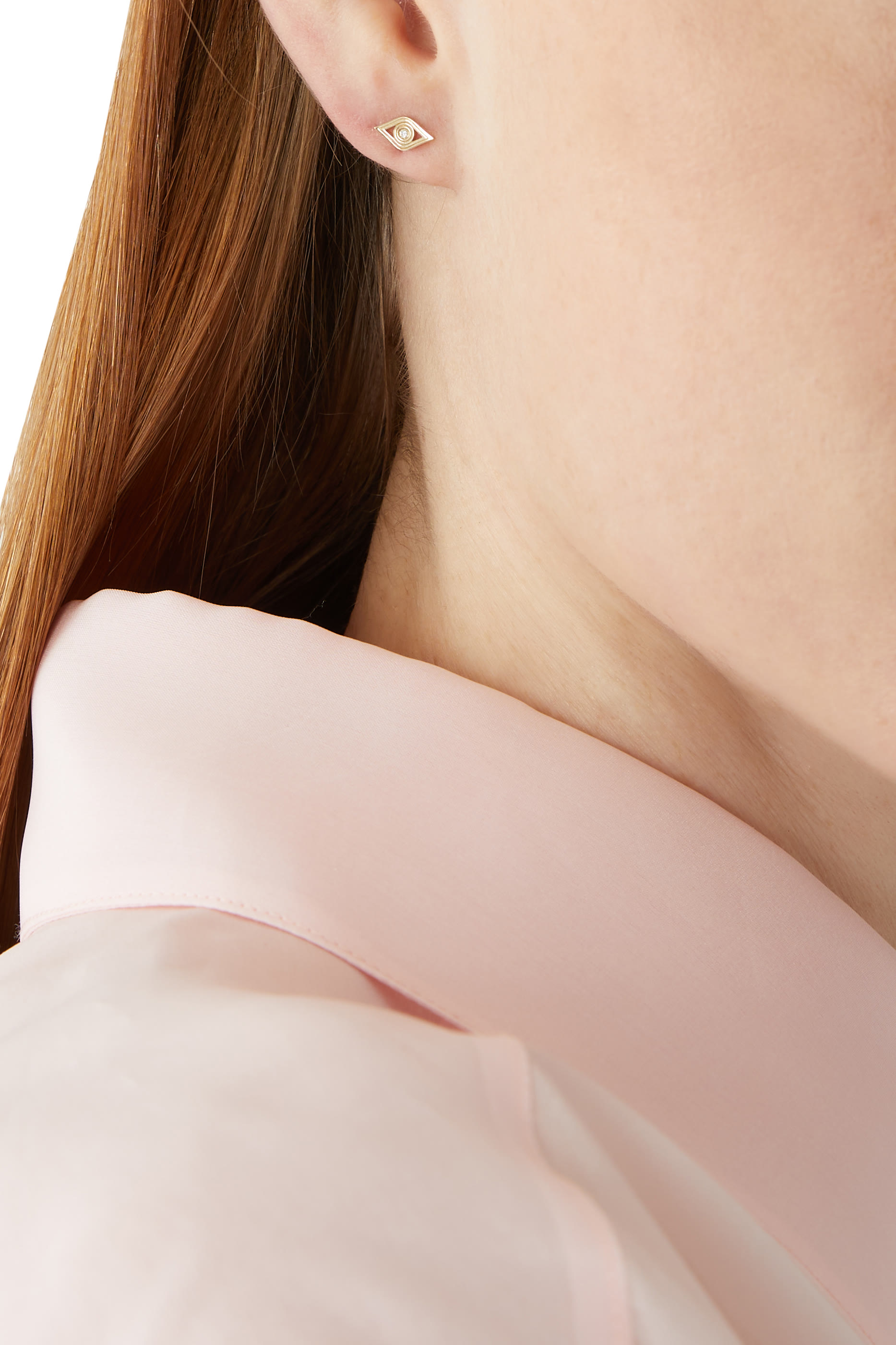 أقراط فلوتيد أي مرصعة بالماس، ذهب أصفر عيار 14