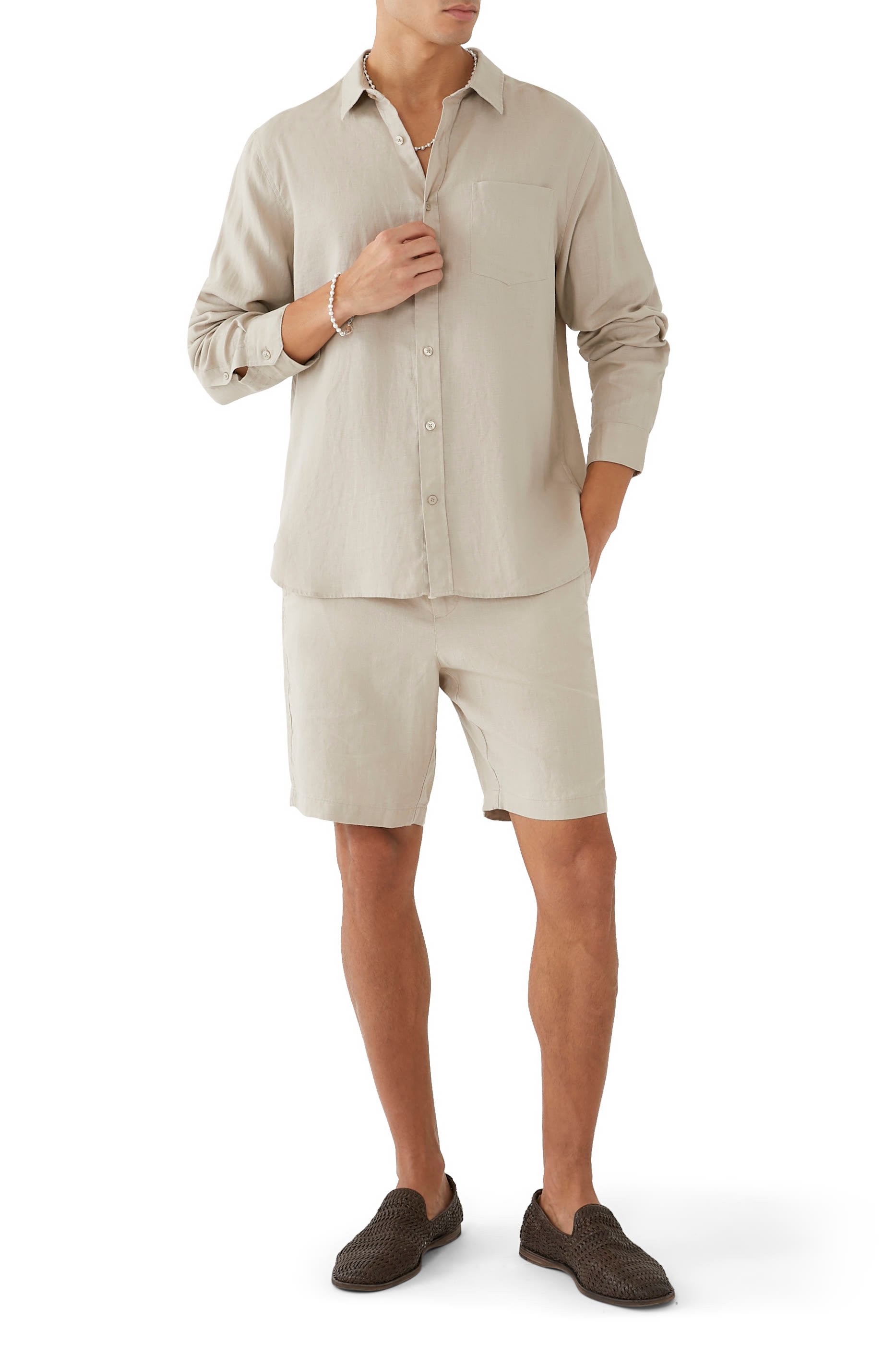 قميص بأكمام طويلة كتان