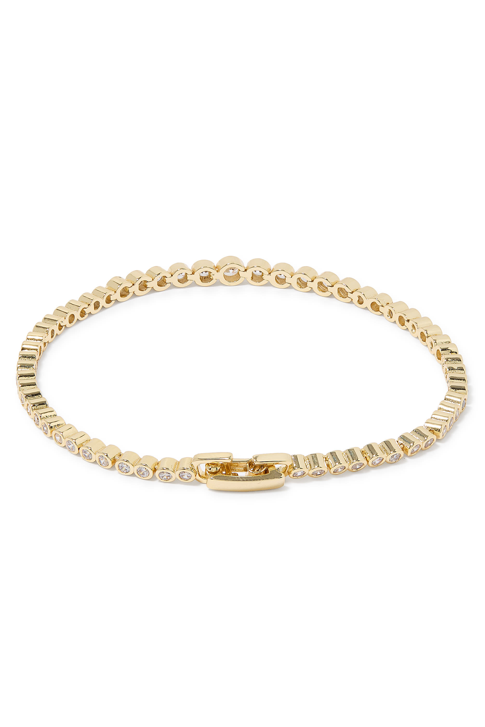 سوار تنس مزين بأحجار زركونيا مكعبة AAAA+، فضة إسترلينية مطلية بذهب عيار 14