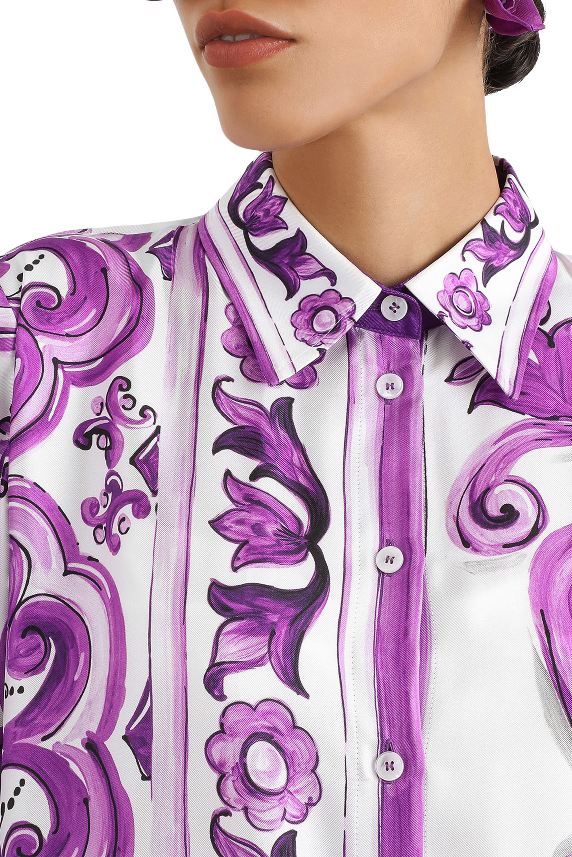 فستان بنمط قميص طويل بطبعة مايولكا