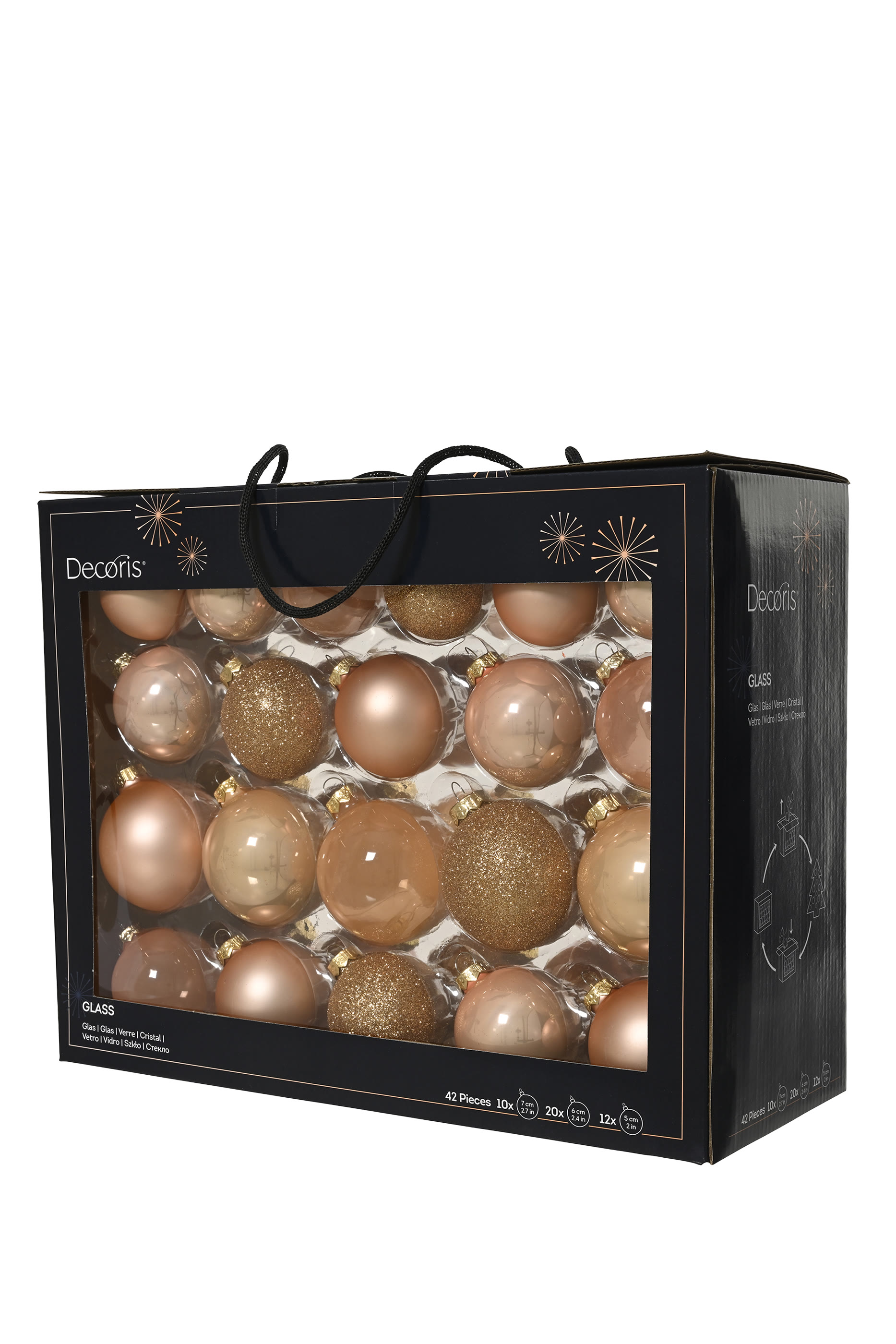 طقم كرات زينة زجاجية، 42 قطعة