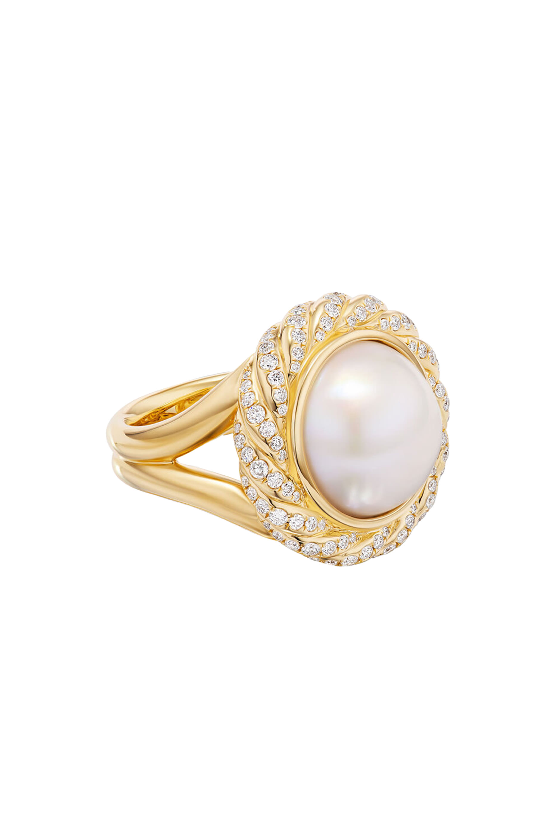 Classics Cable Halo Ring, 18K Yellow Gold, Diamonds & Mother of Pearl