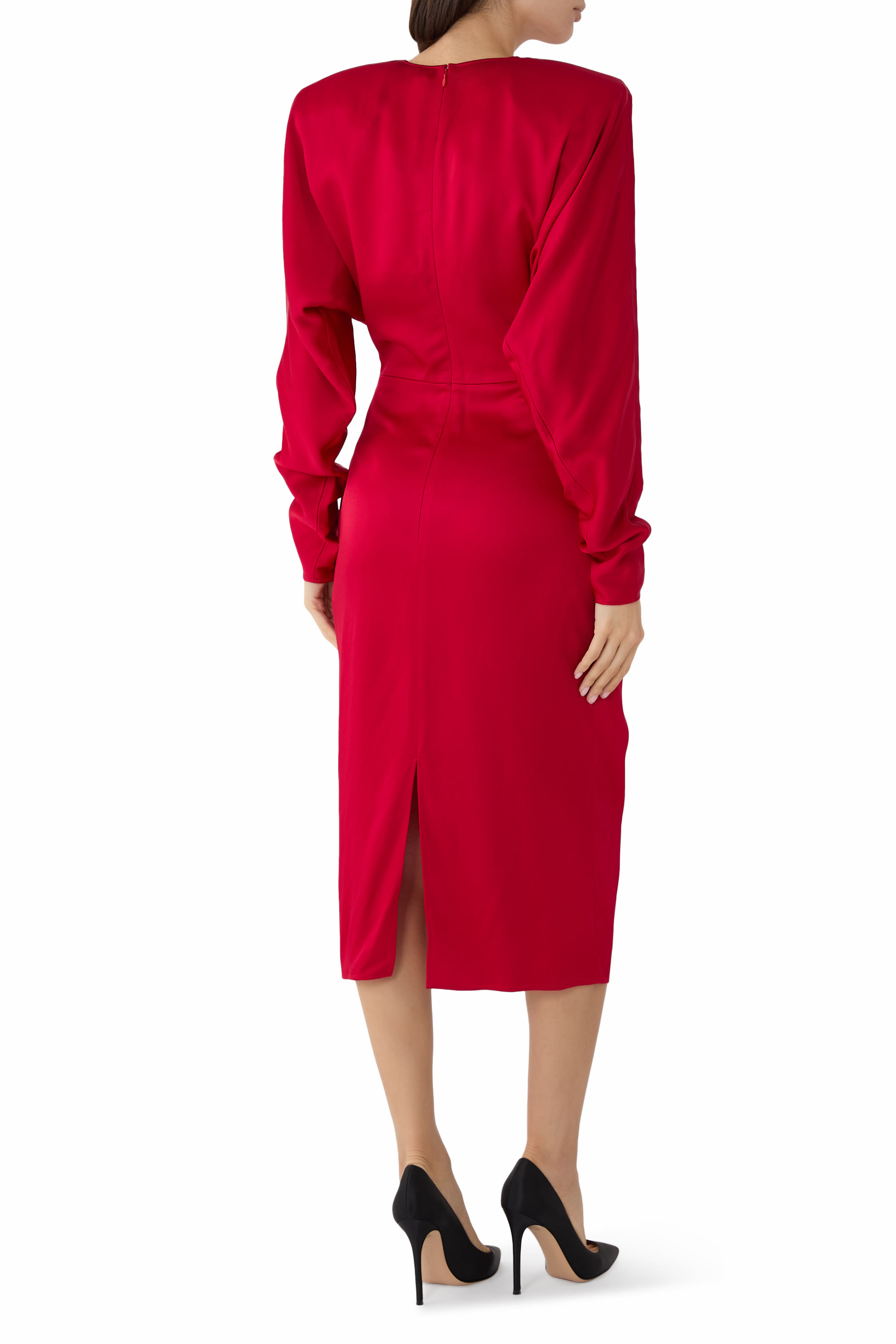  Satin Twist Midi Dress