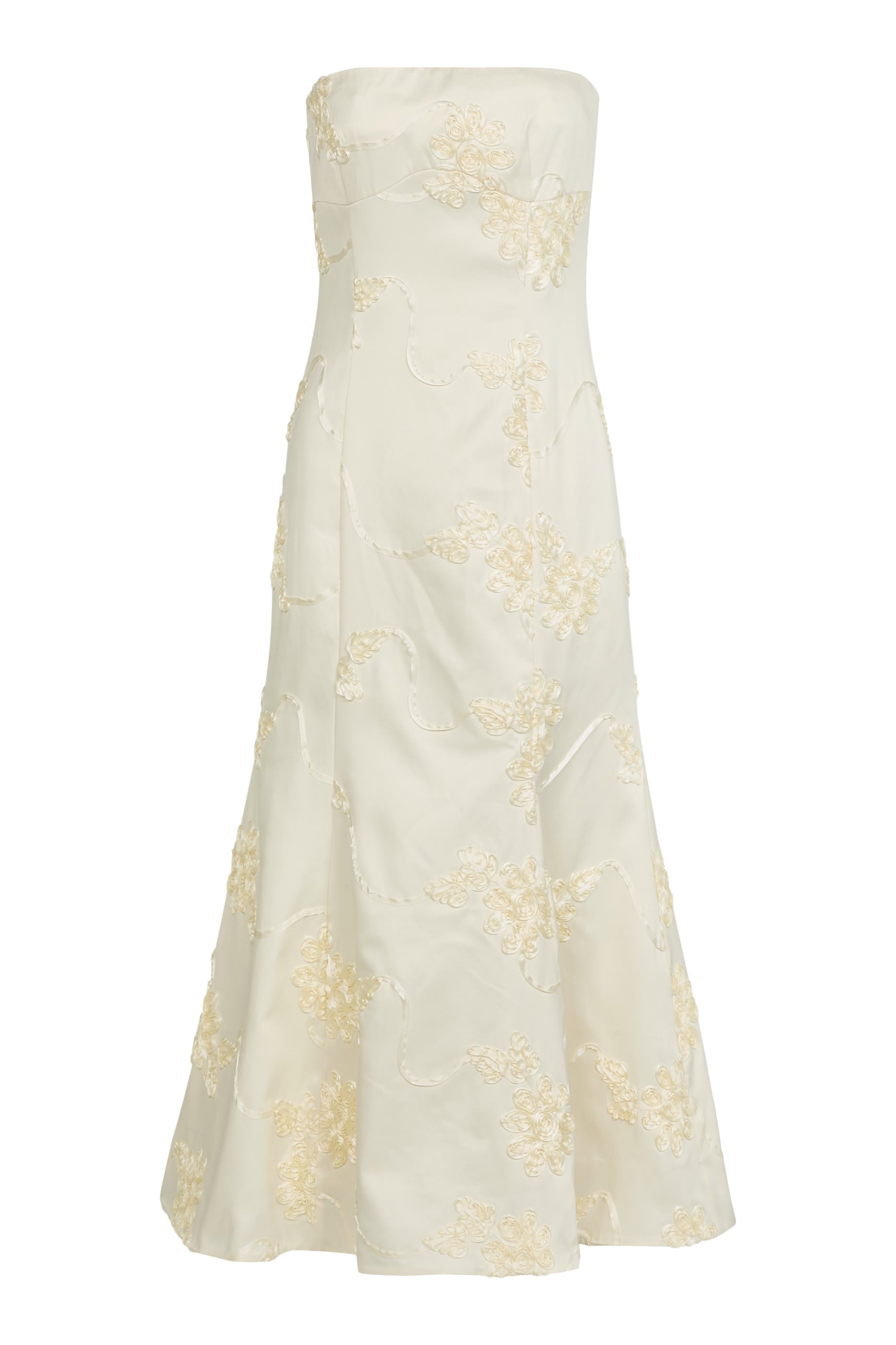Bridal Floral-Appliqu&eacute; Midi Dress