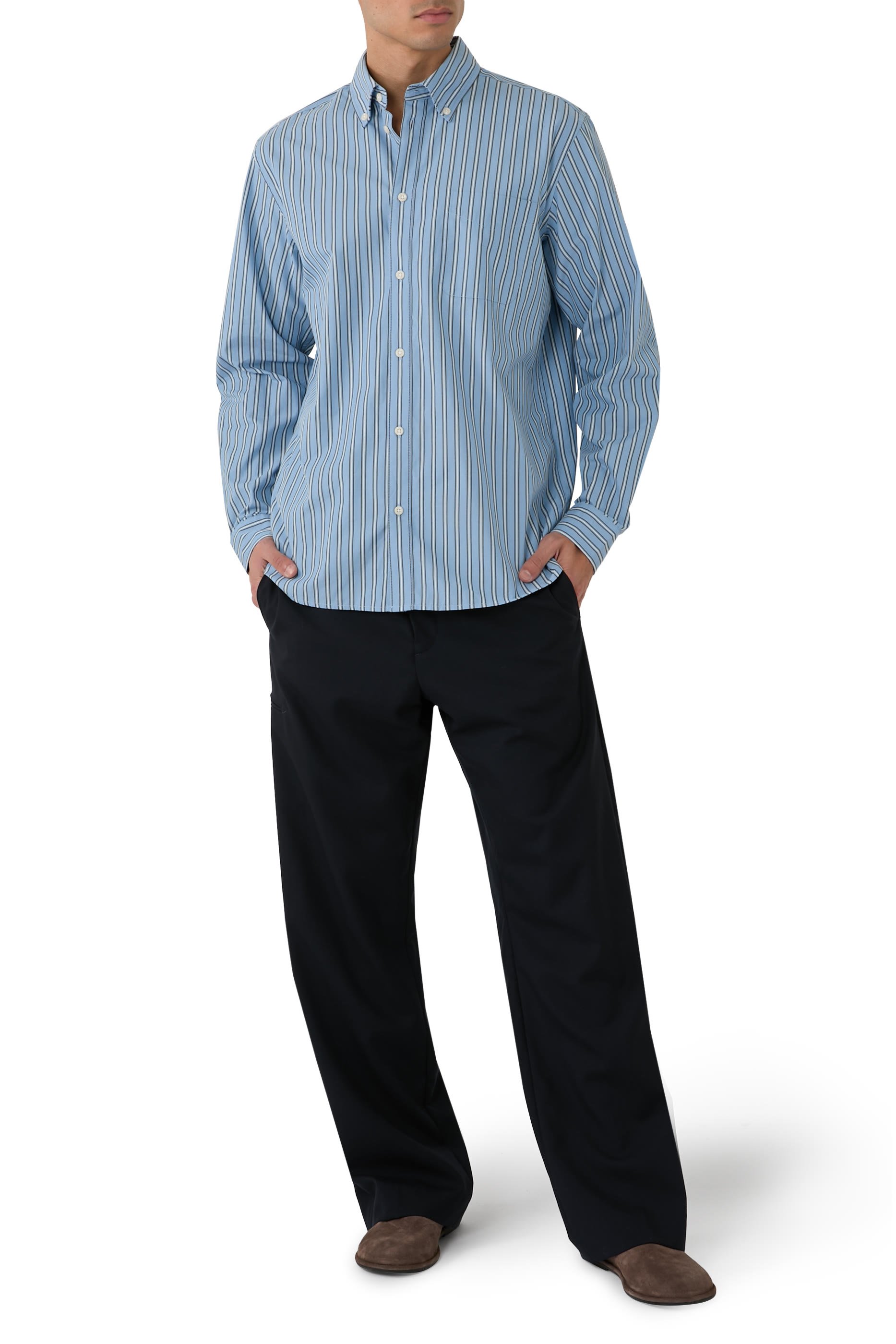 قميص كينت مخطط بوبلين