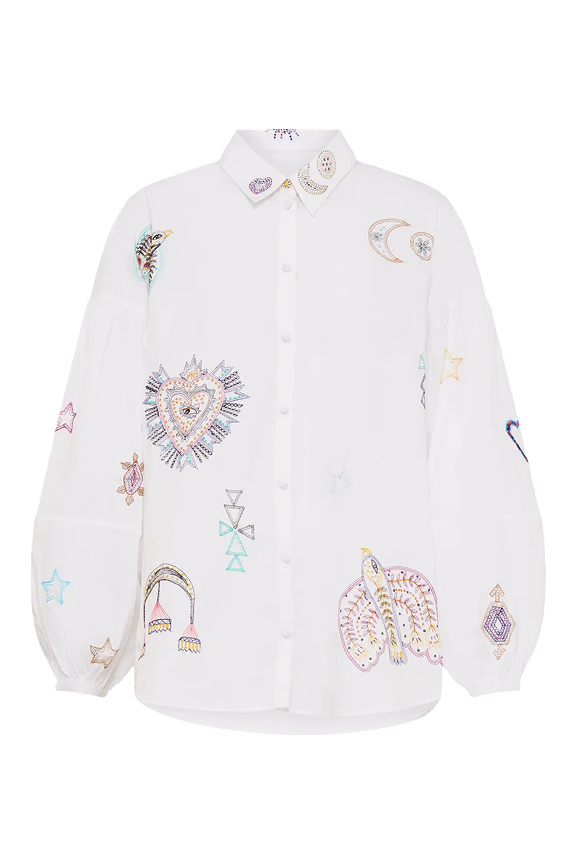 بلوزة بتصميم قميص بأكمام منفوخة