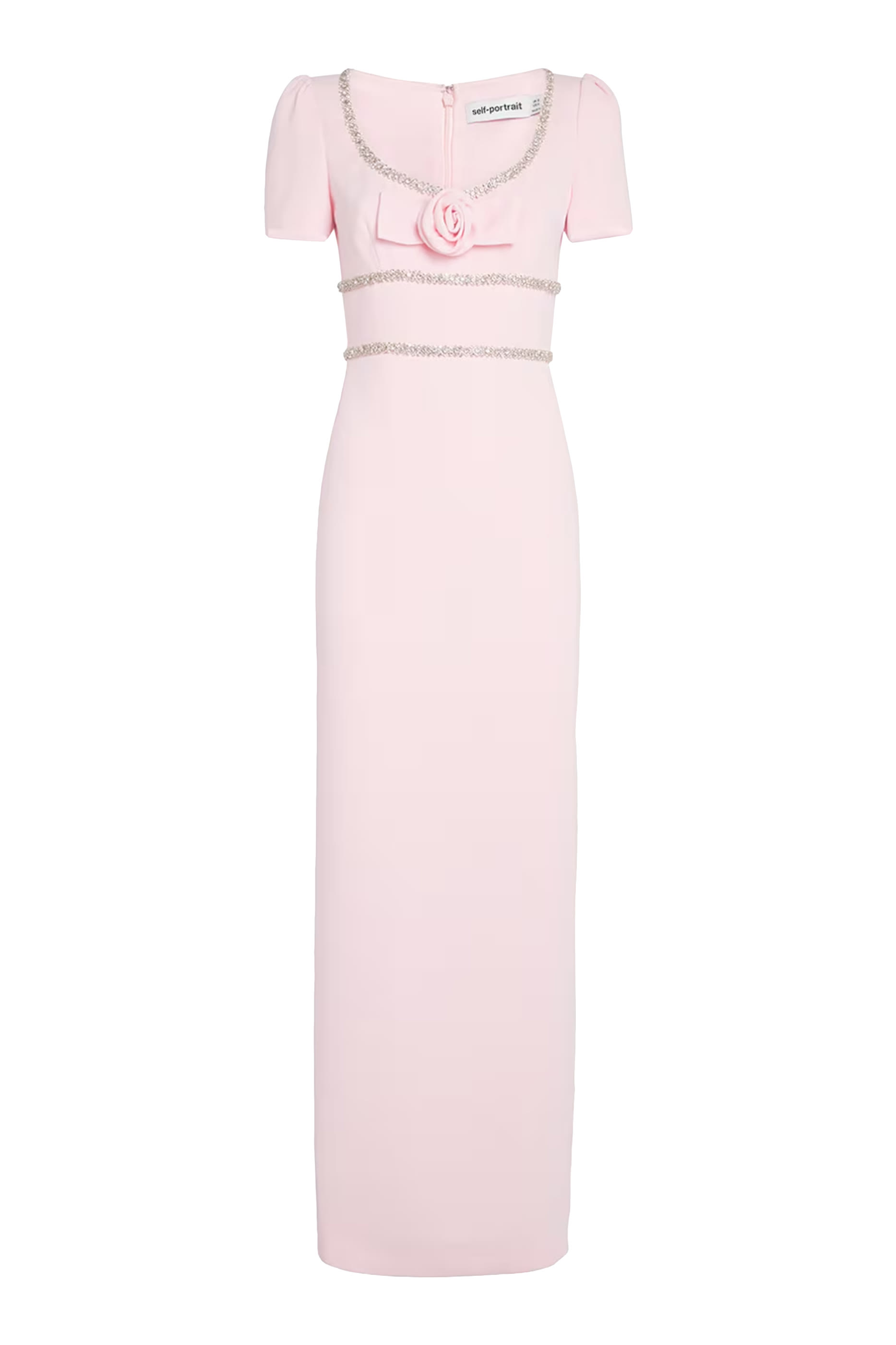 فستان طويل بحافة مزينة بالكريستال كريب