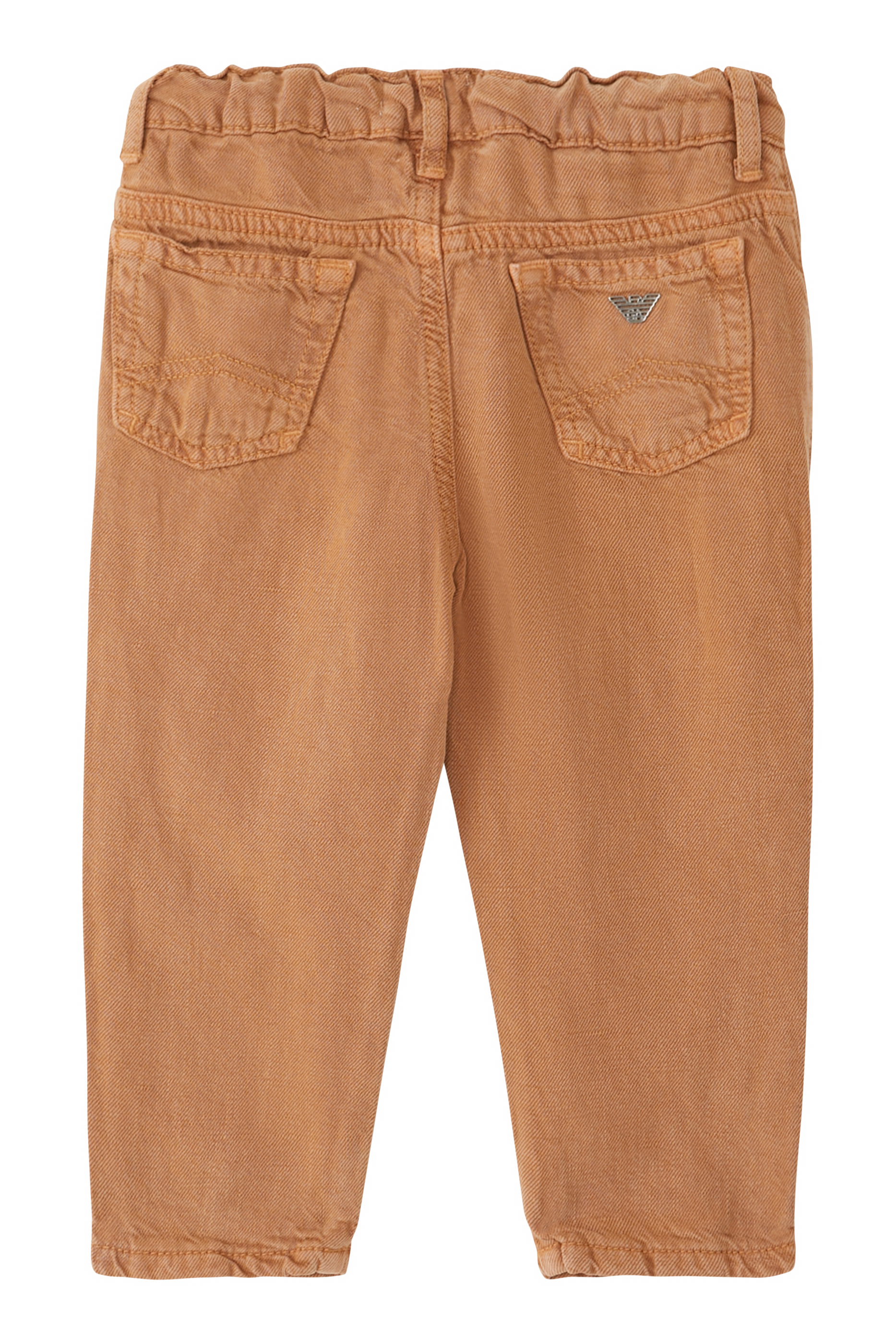 بنطال جينز بتفاصيل شعار الماركة للأطفال