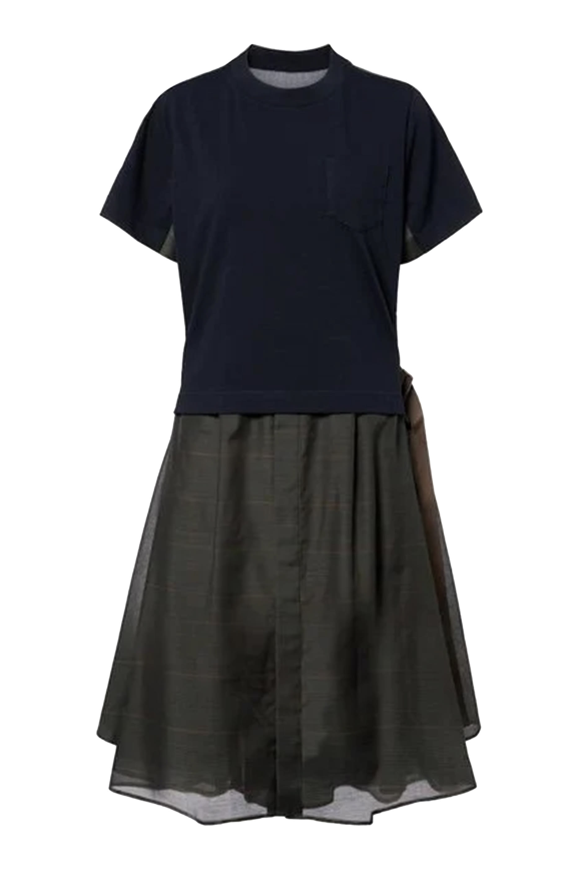 Jersey-Panelled Midi Dress