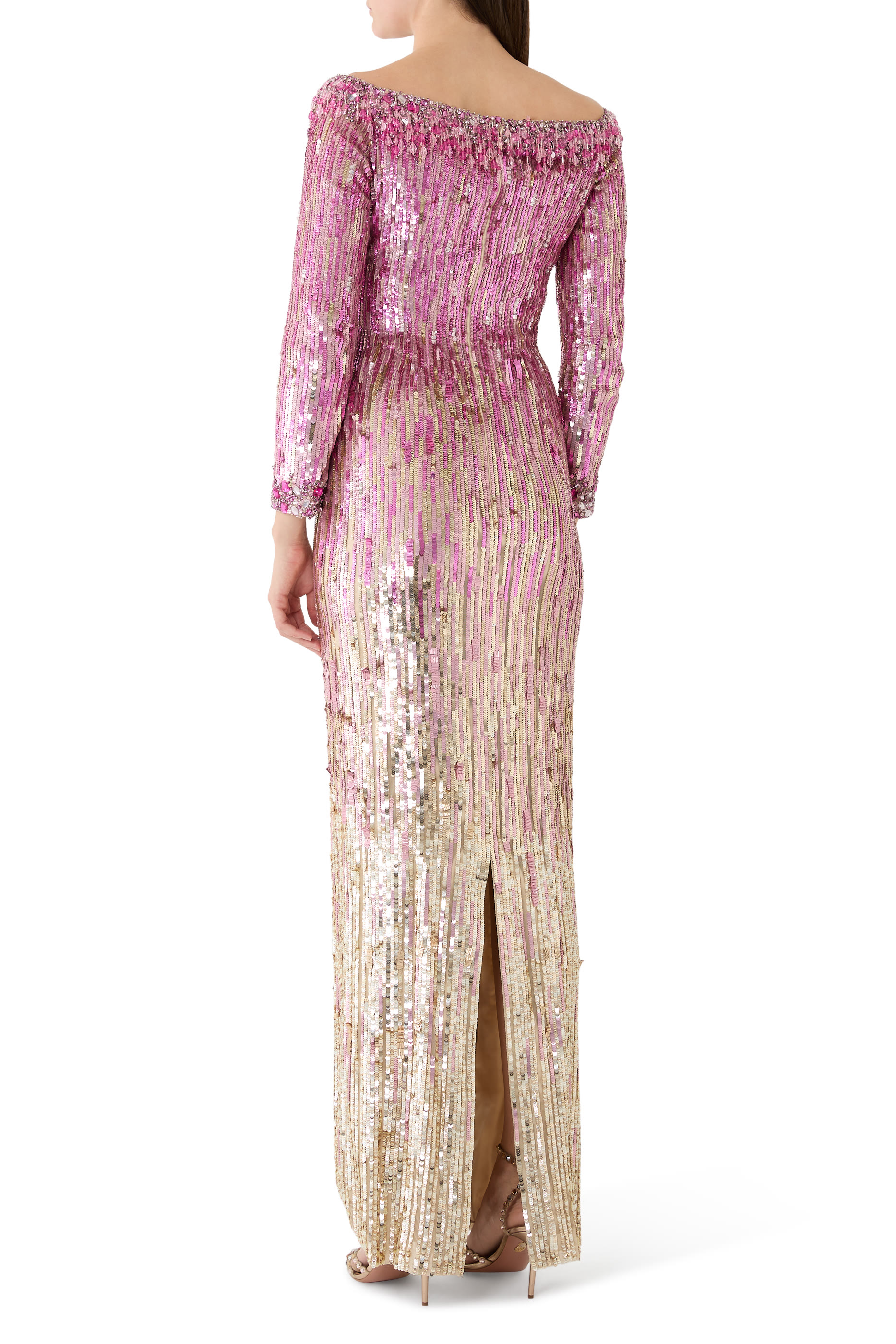 فستان مارني طويل مزين بترتر