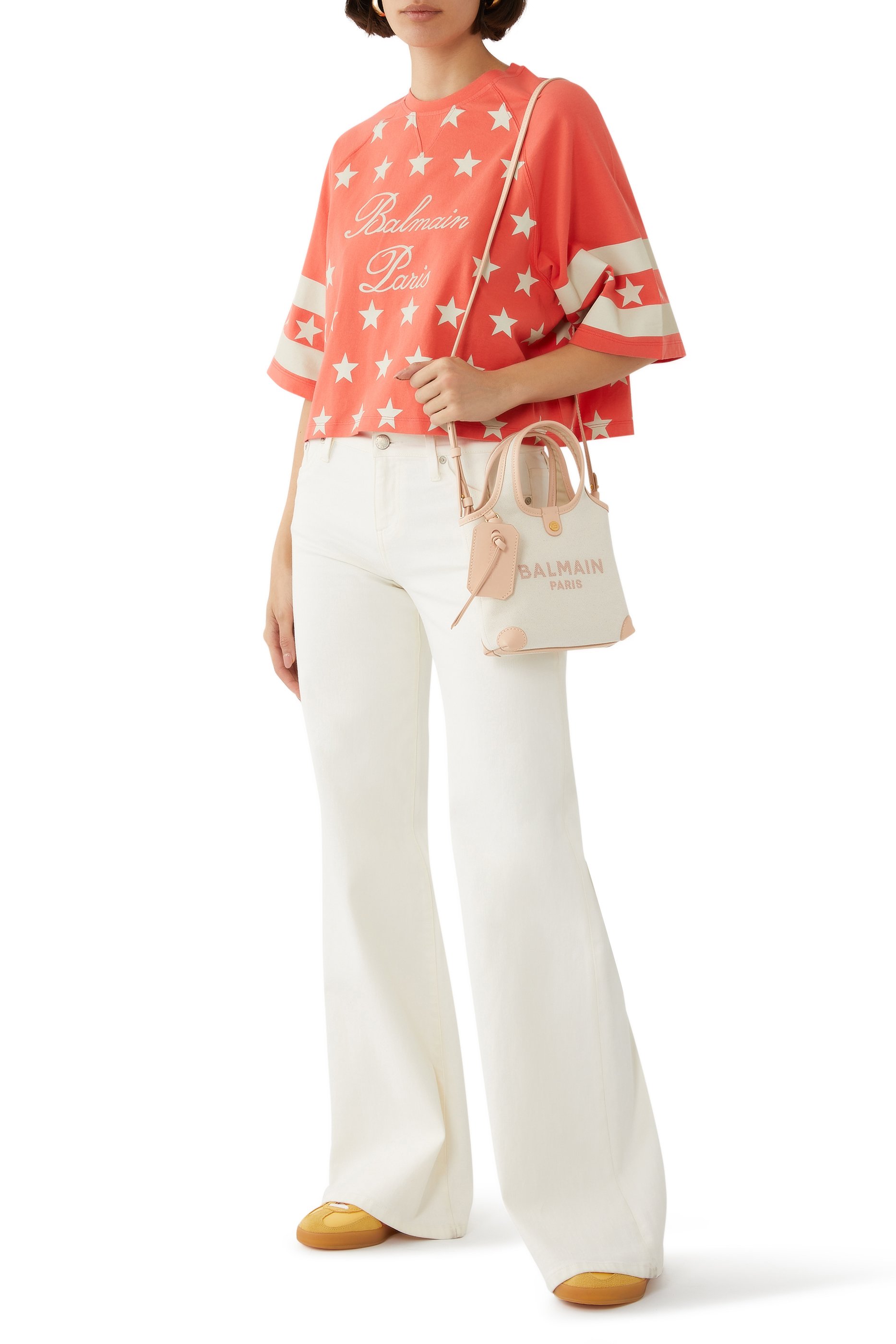 حقيبة يد بي ارمي صغيرة جلد وقماش قنب