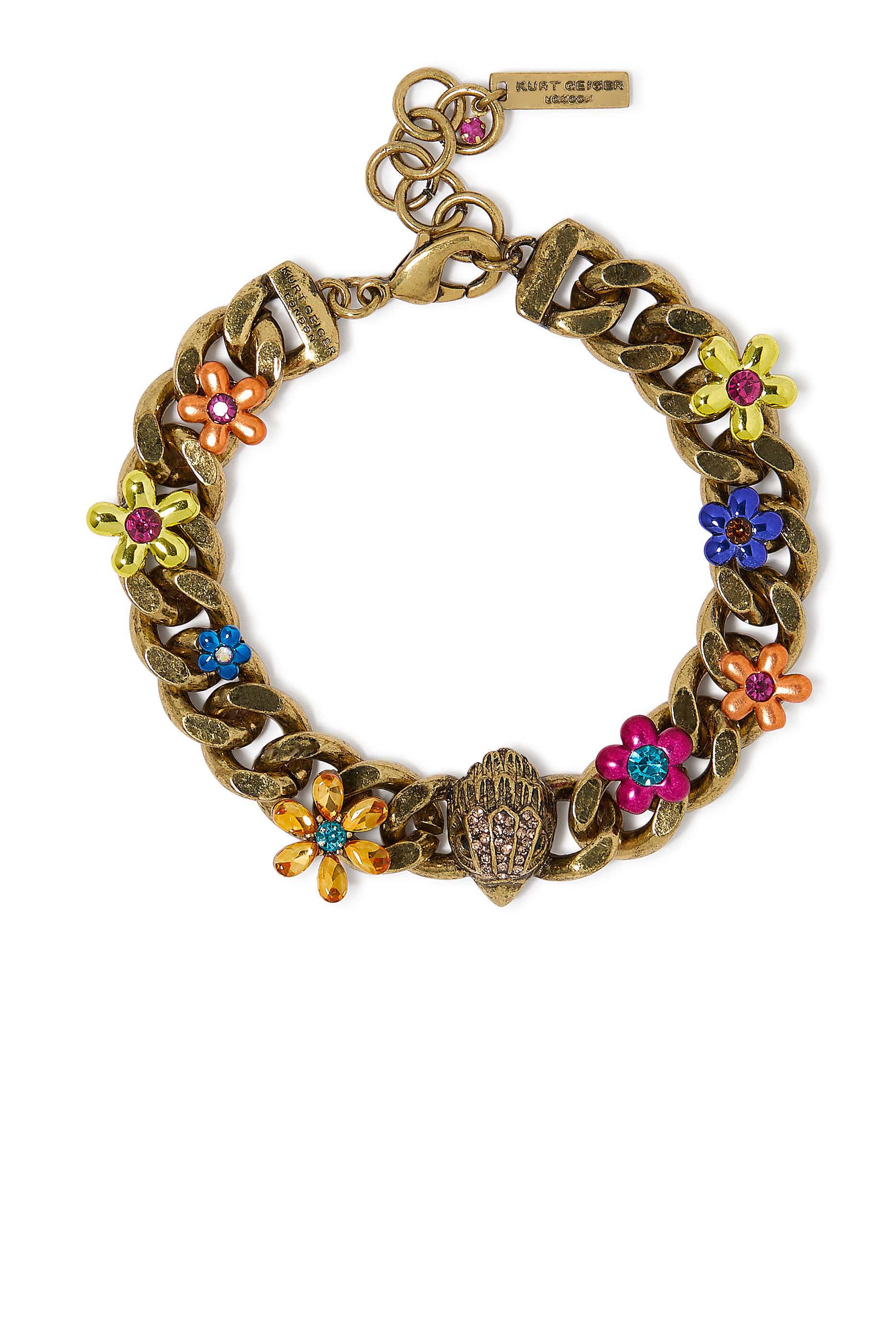 سوار بشعار الماركة مزين بزهور نحاس