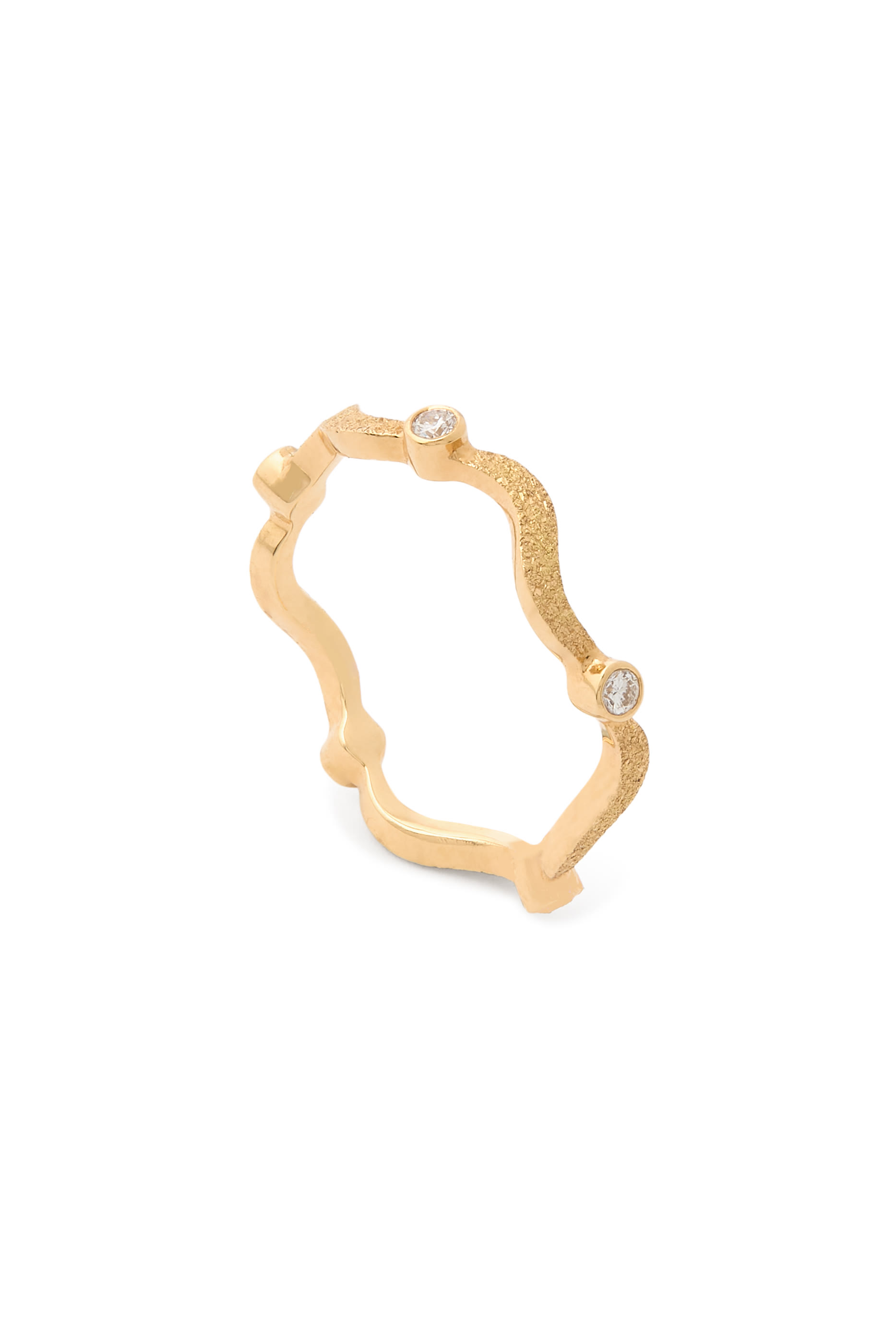 خاتم بتصميم متموج مرصع بالماس، ذهب أصفر عيار 18