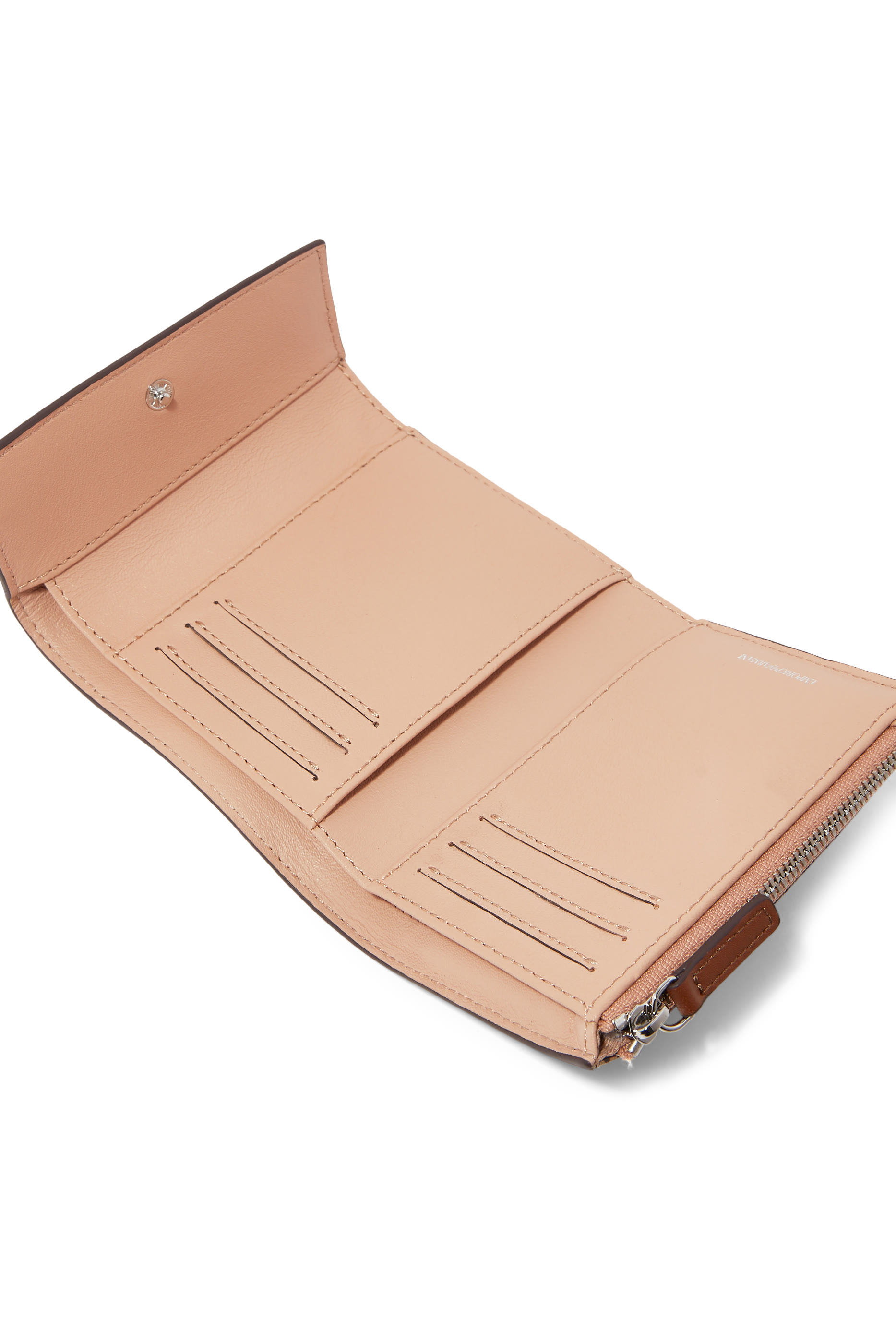 محفظة ثلاثية الطي بشعار الماركة جلد صديق للبيئة