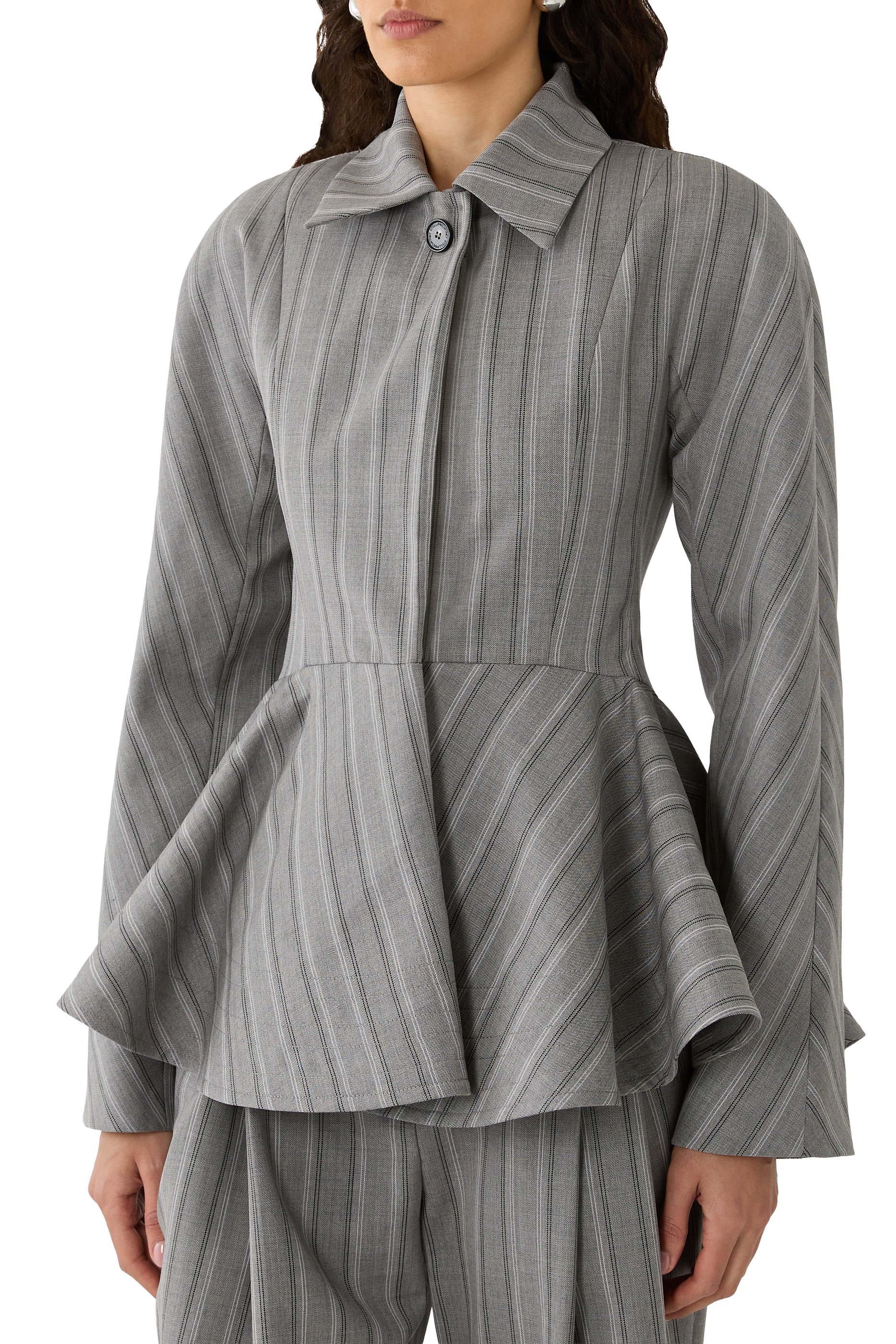 جاكيت بقصة مريحة مخطط بيبلوم