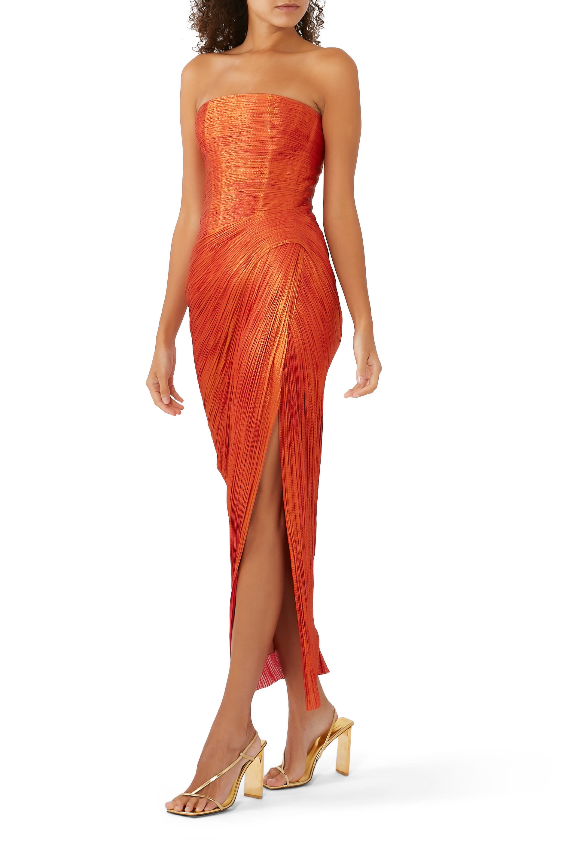 فستان روبي متوسط الطول بلا حمالات