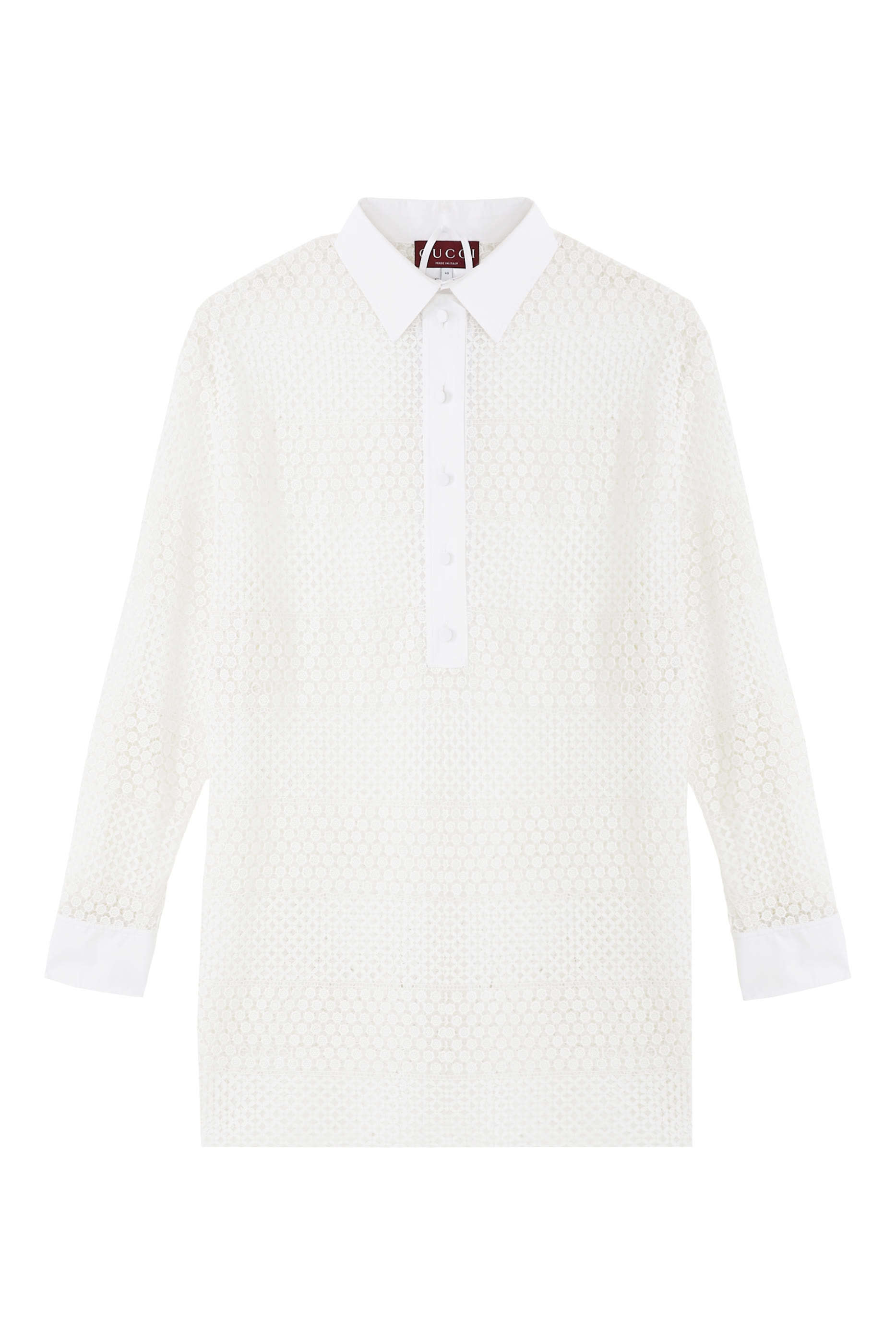 قميص مخطط بتفاصيل مكرميه