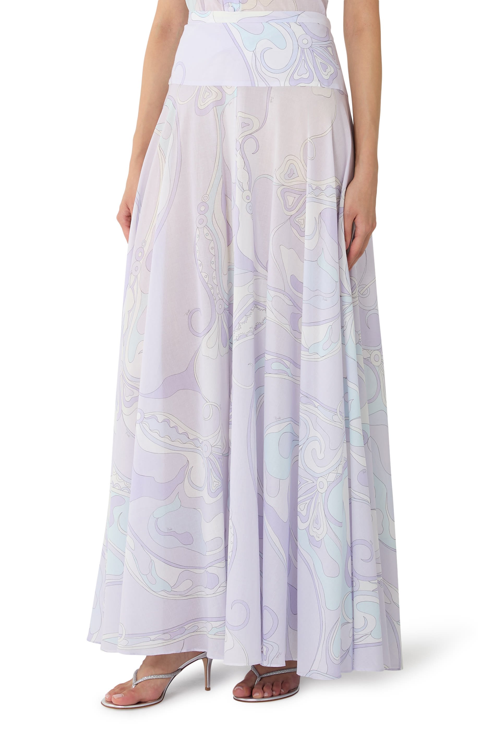 تنورة طويلة بنقشة أوركيدي قطن