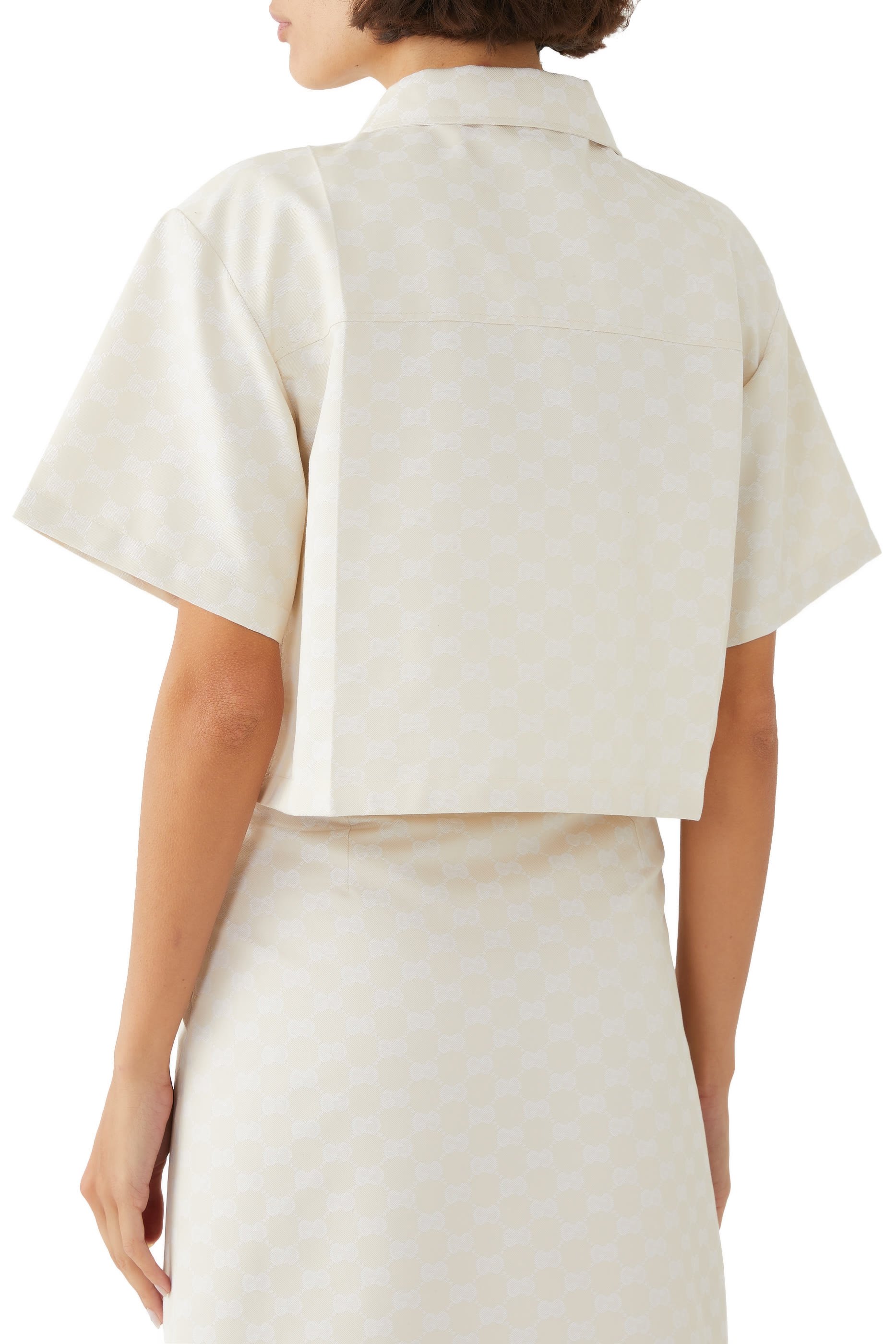 قميص بنقشة حرفي شعار الماركة قطن غابردين