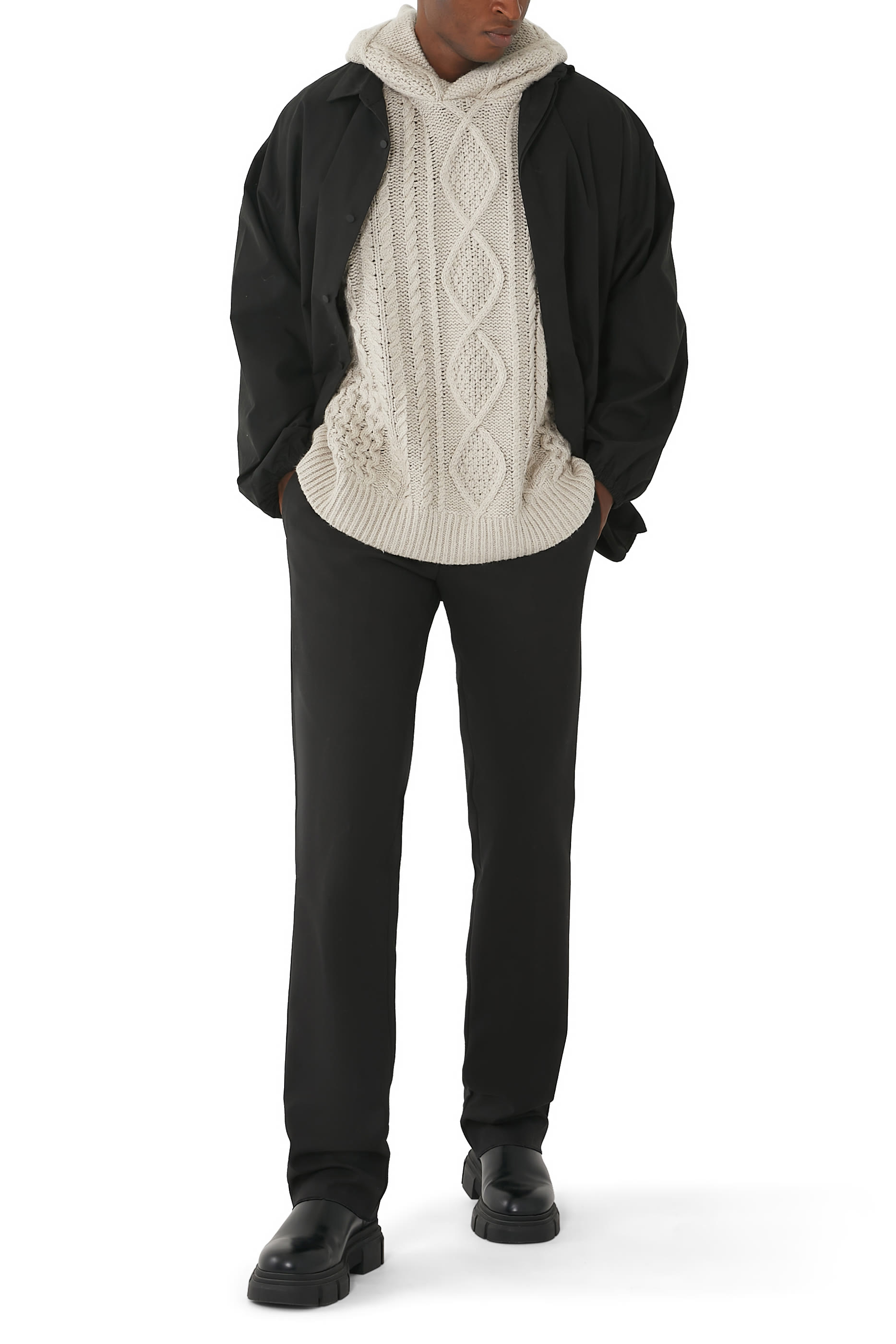 هودي نسيج بغرزة الضفيرة