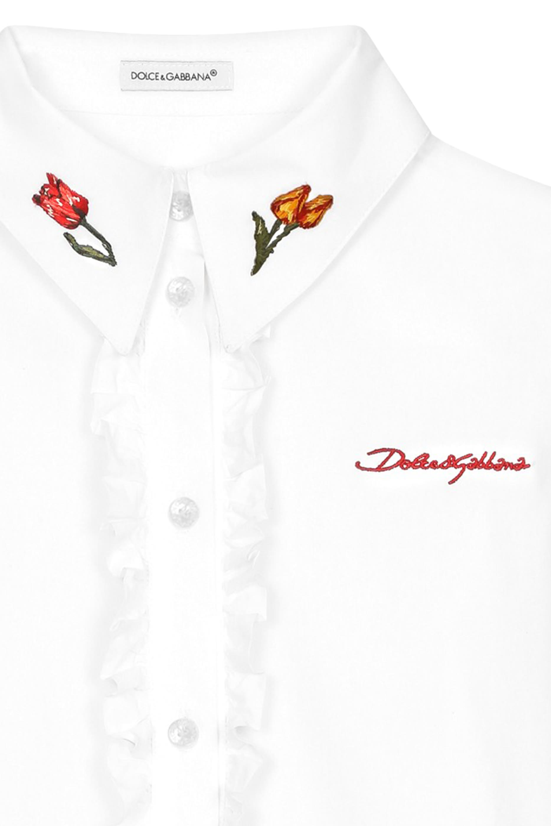 قميص بشعار الماركة وزهور مطرزة للأطفال