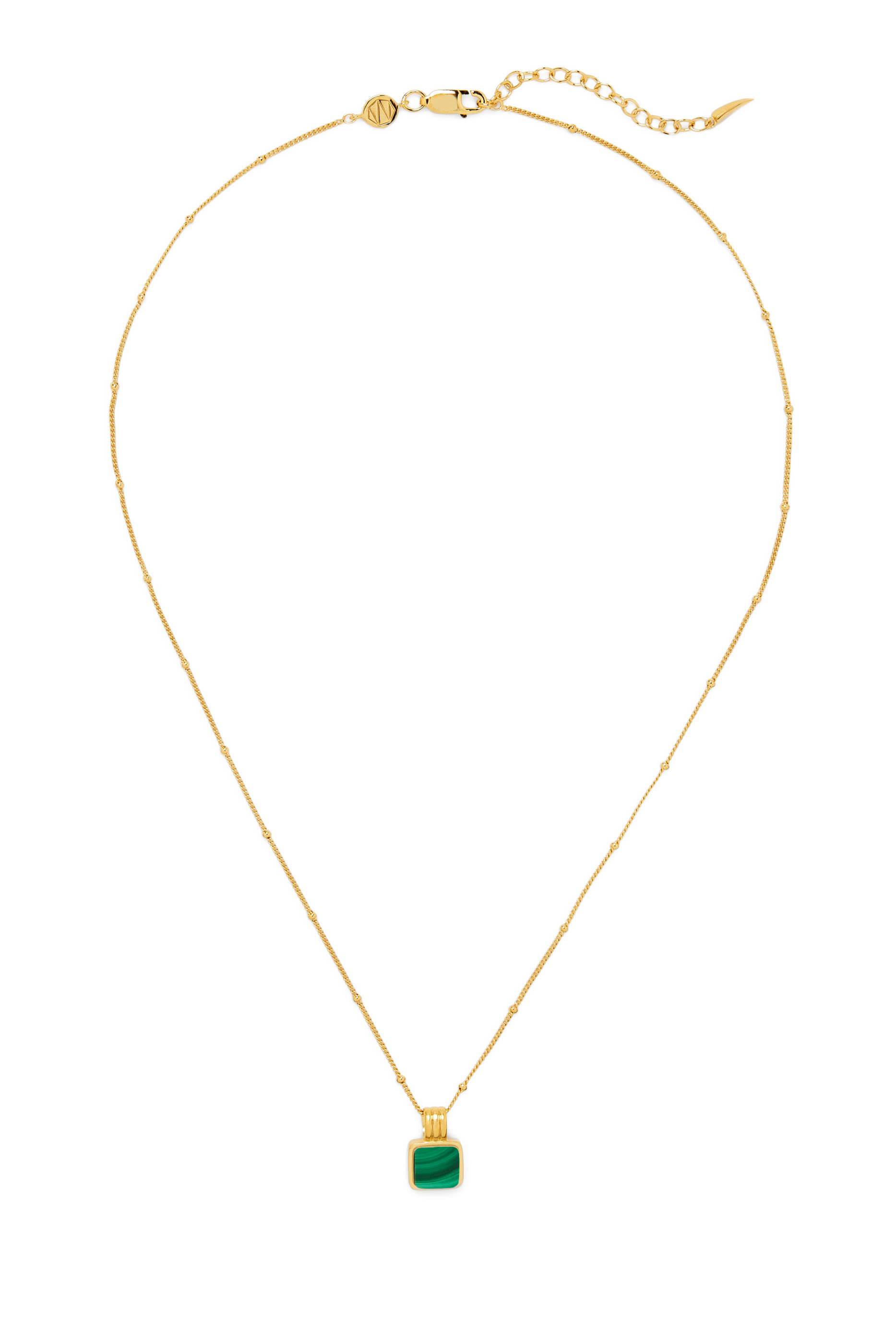 قلادة لوسي ويليامز أركو بحلية مربعة مرصعة بملاكيت فضة إسترلينية مطلية ذهب عيار 18&rlm;