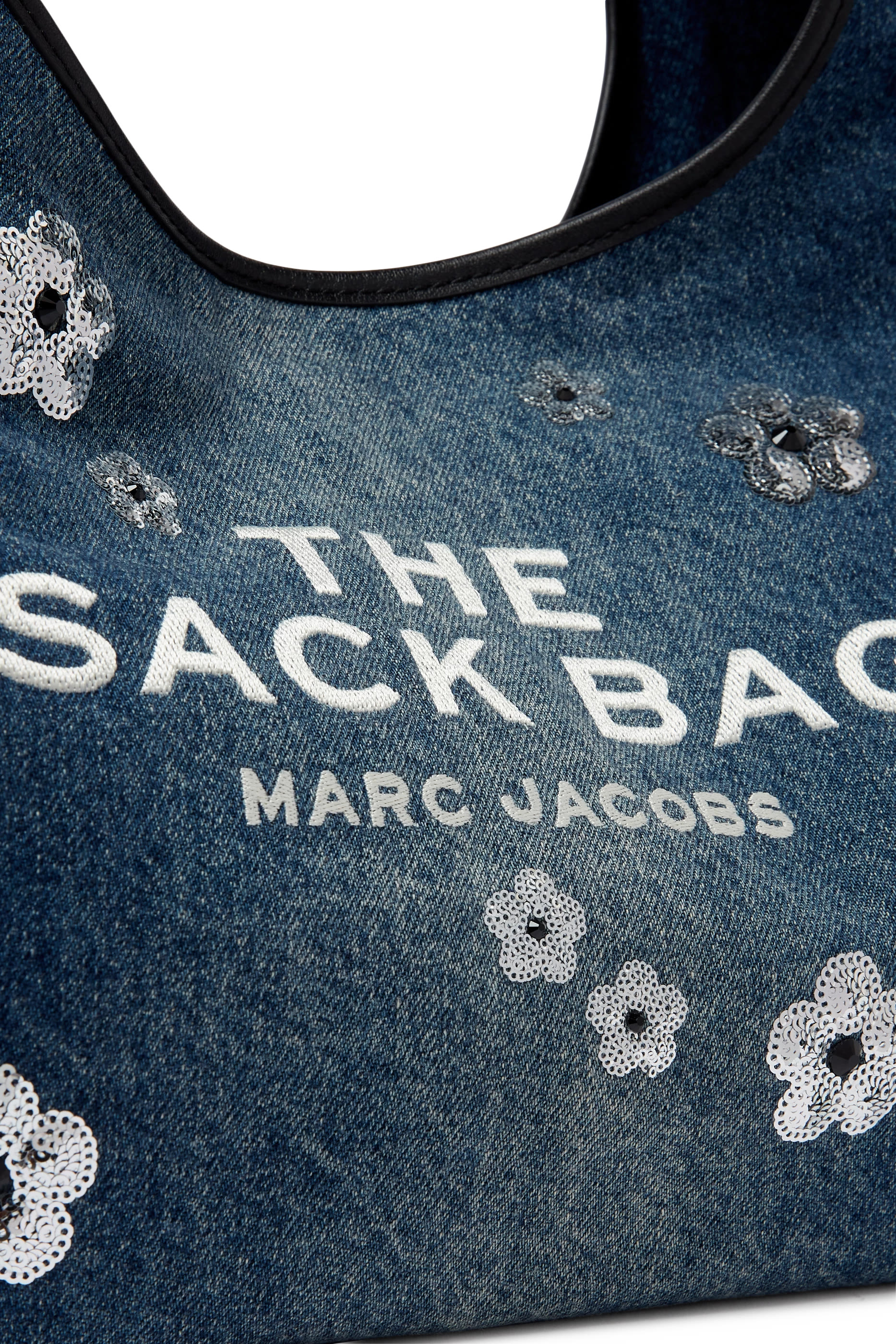 حقيبة ساك بنقشة زهور وتطريزات بالترتر