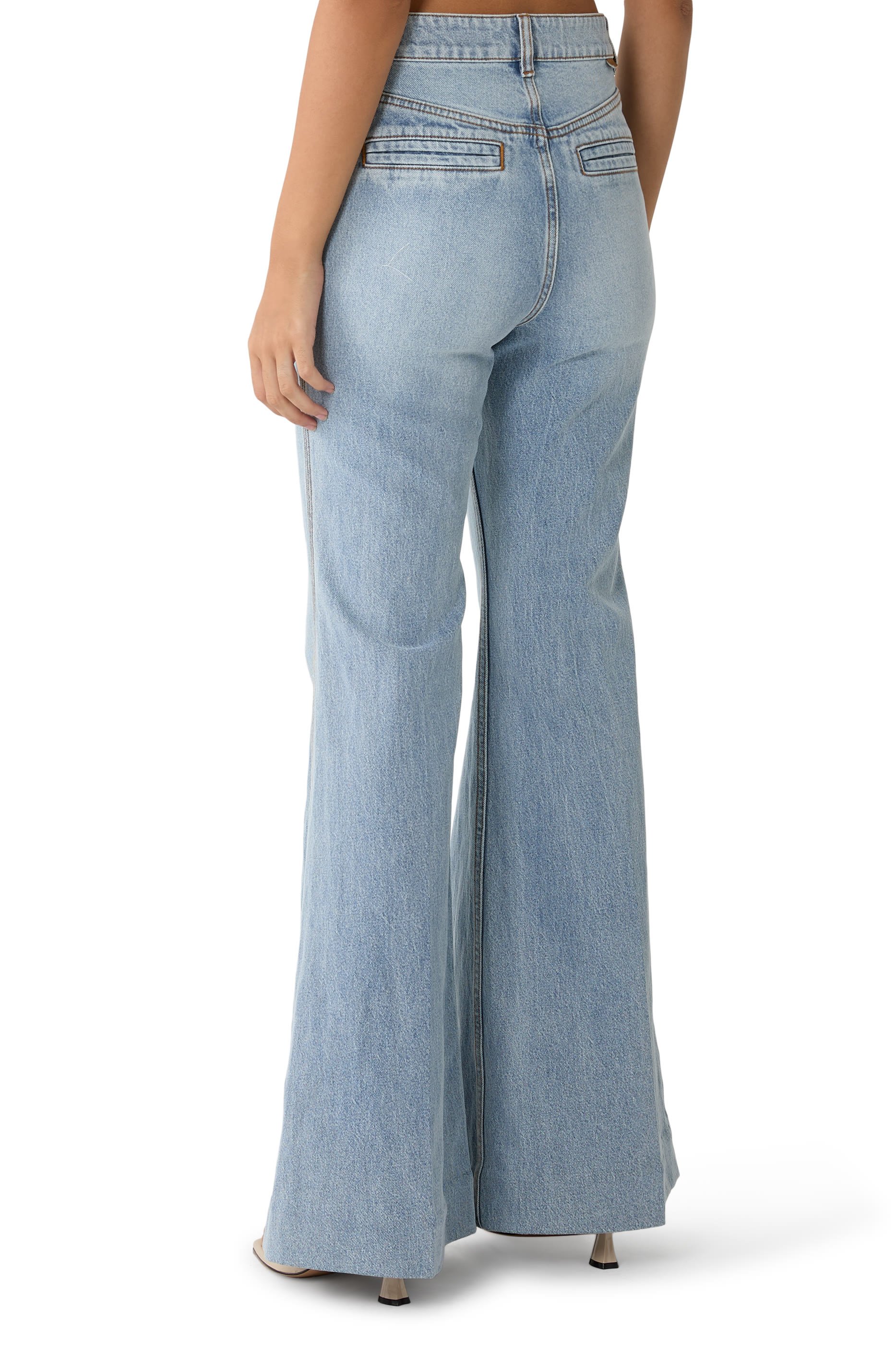 بنطال جينز بحواف واسعة دنيم