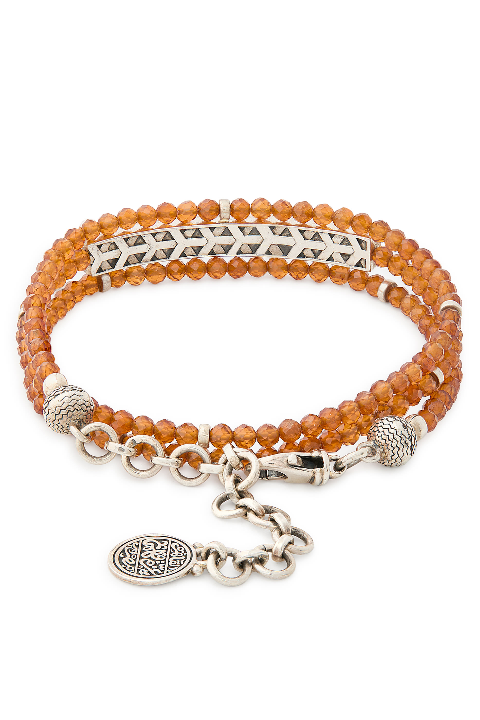 سوار نور أحمد شوقي مزين بخط عربي والخرز ذهب أصفر عيار 18 وفضة إسترلينية