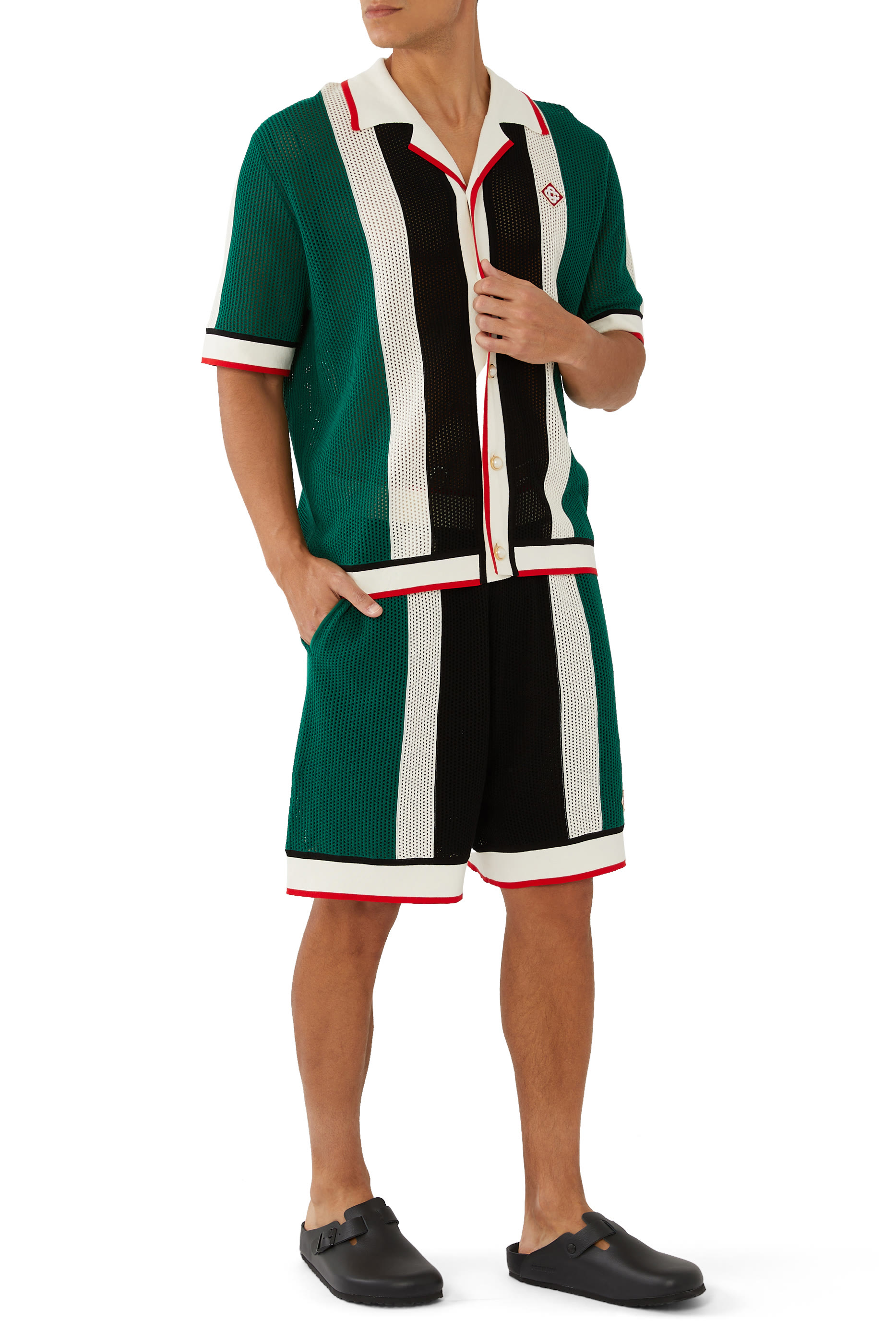 شورت مخطط قماش شبكي