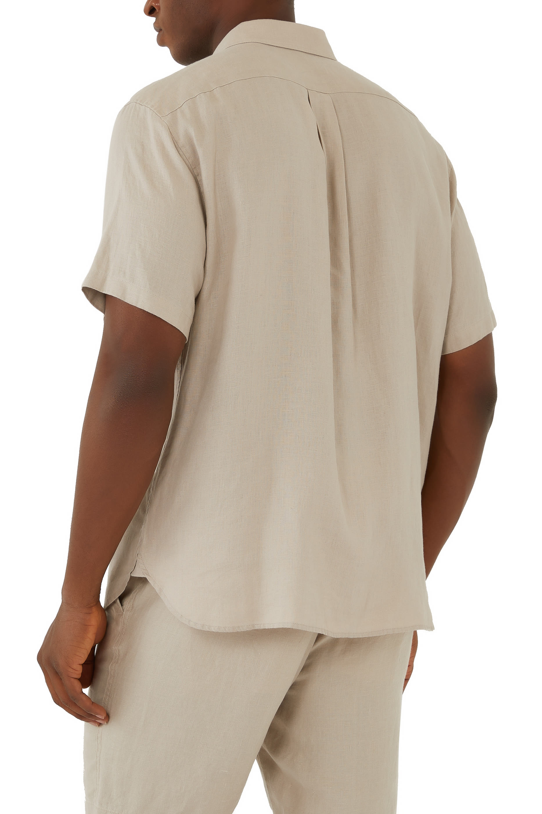 قميص كتان بأكمام قصيرة