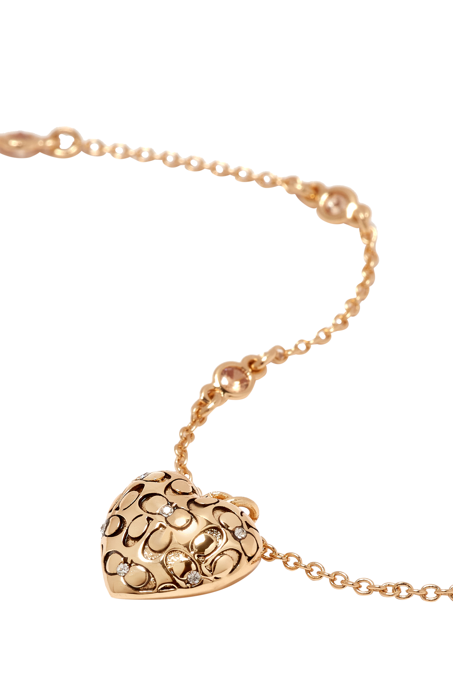 قلادة بدلاية تصميم قلب قابلة للفتح بنقشة شعار الماركة بنمط مبطن