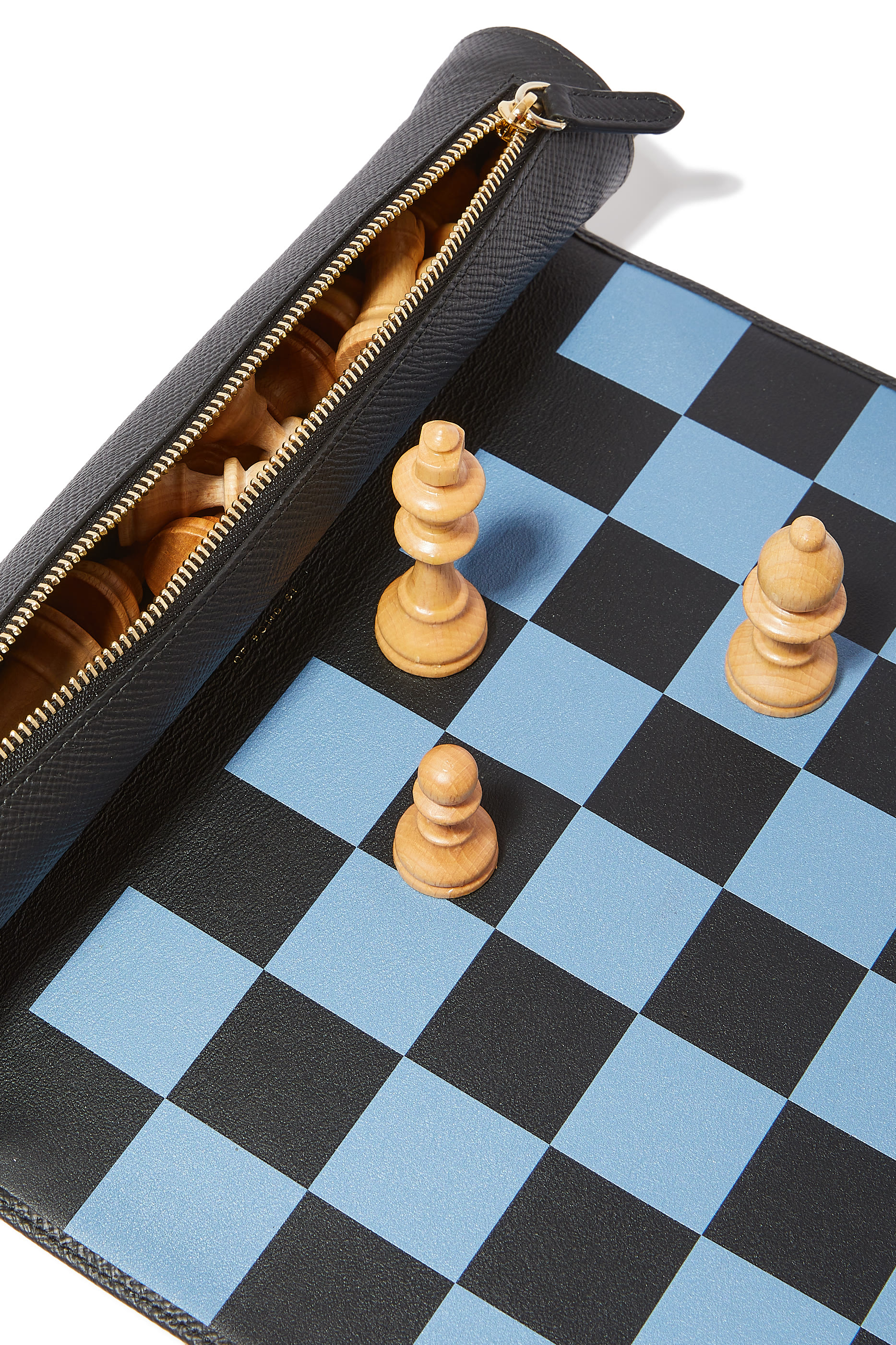 طقم لعبة شطرنج بتصميم ملفوف للسفر جلد باناما