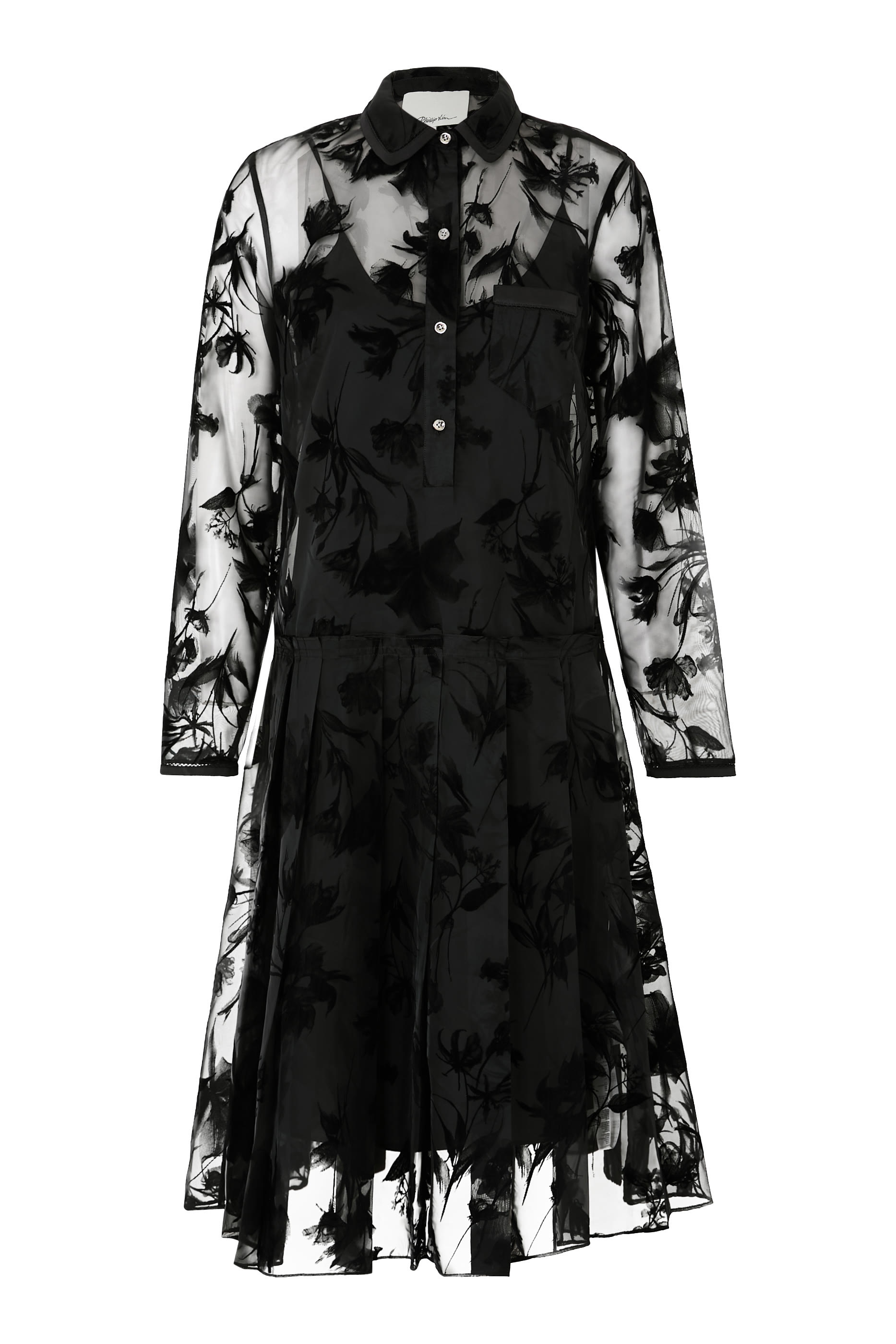 فستان بنمط قميص أورجانزا بتفاصيل بارزة الملمس