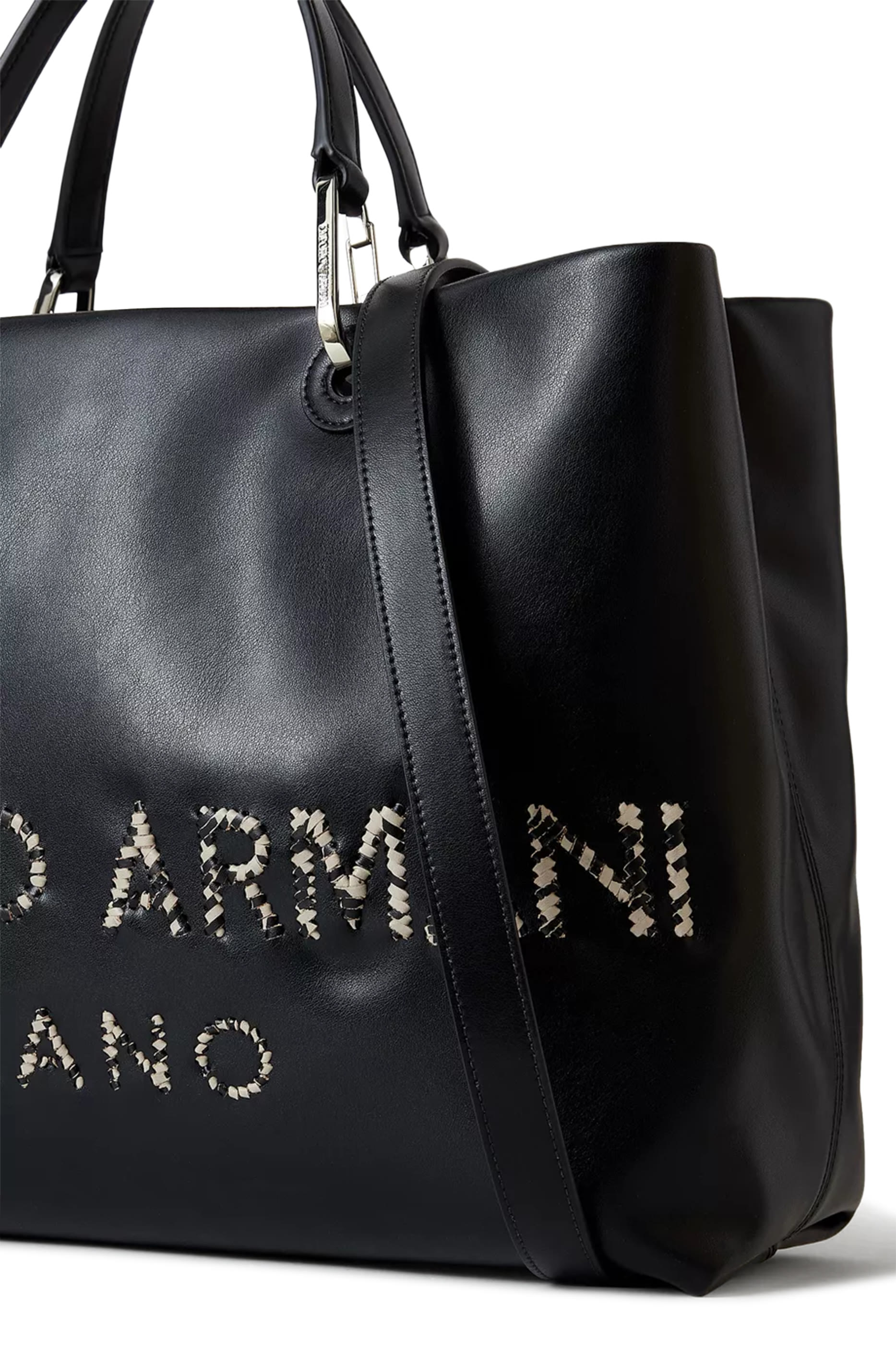 حقيبة يد بشعار الماركة جلد