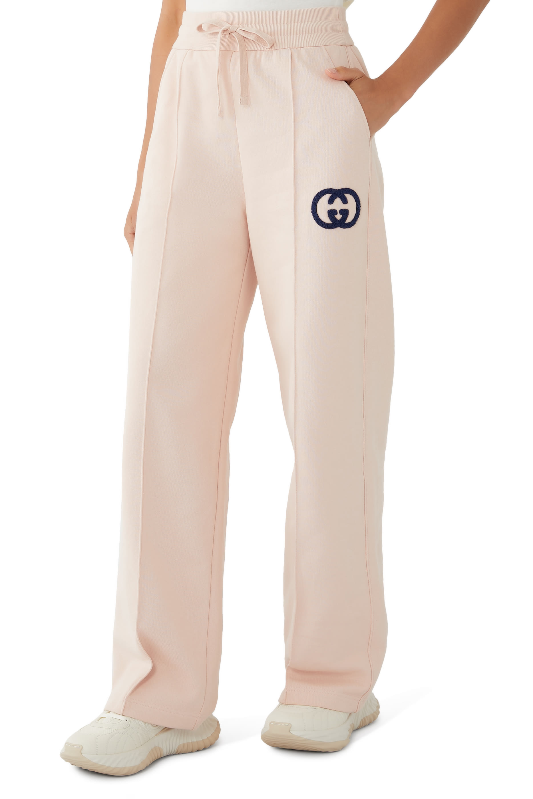 بنطال رياضي بنقشة حرفي شعار الماركة قطن جاكار