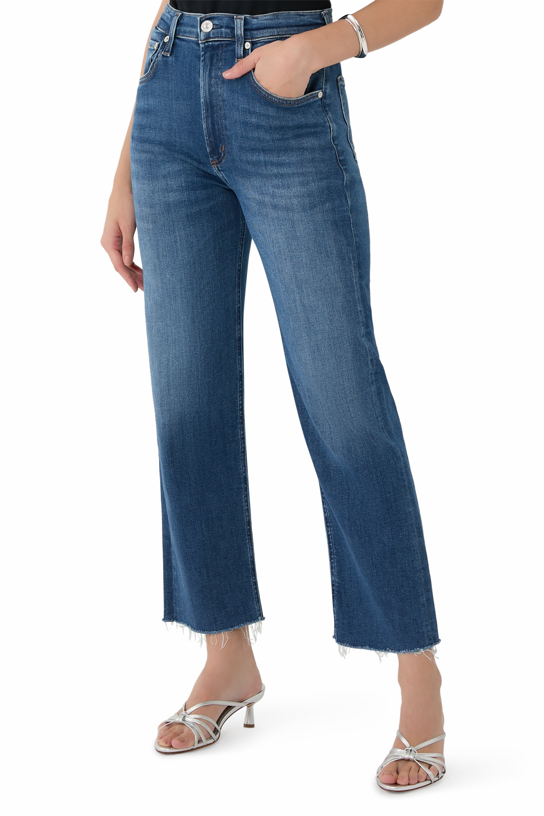 بنطال جينز بالما بقصة ساق مستقيمة وحافة منسلة