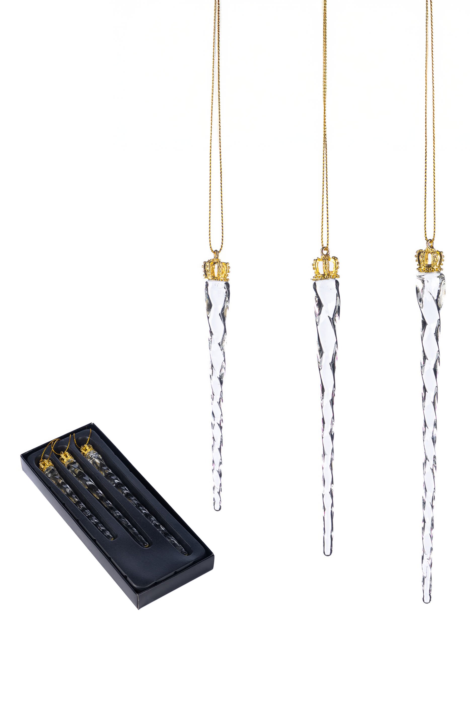 مجموعة زينة زجاجية بتصميم جليد مزينة بتاج