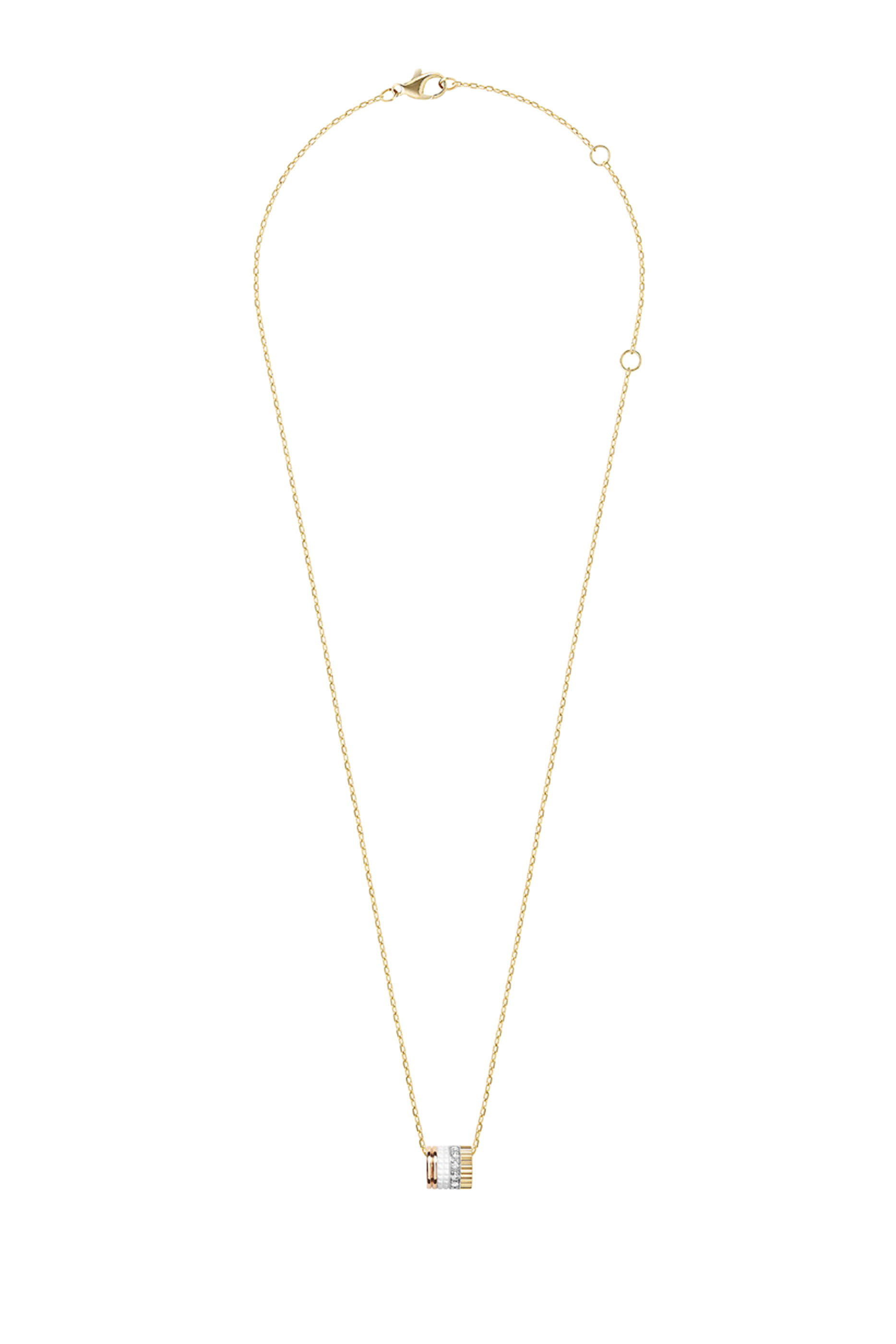 قلادة إصدار كاتر بحلية صغيرة مزينة بالسيراميك الأبيض  ذهب أبيض وذهب أصفر وذهب وردي عيار 18