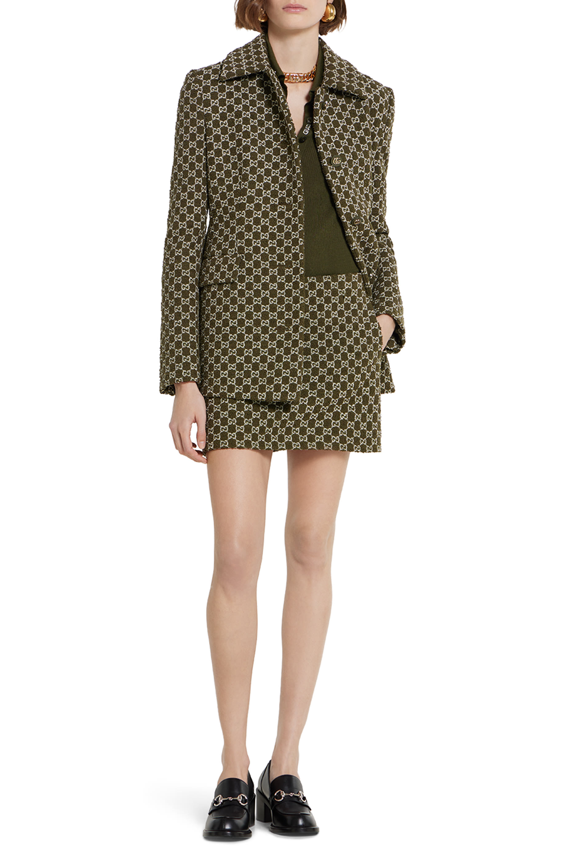 تنورة قصيرة قطن بوكليه بنقشة حرفي شعار الماركة