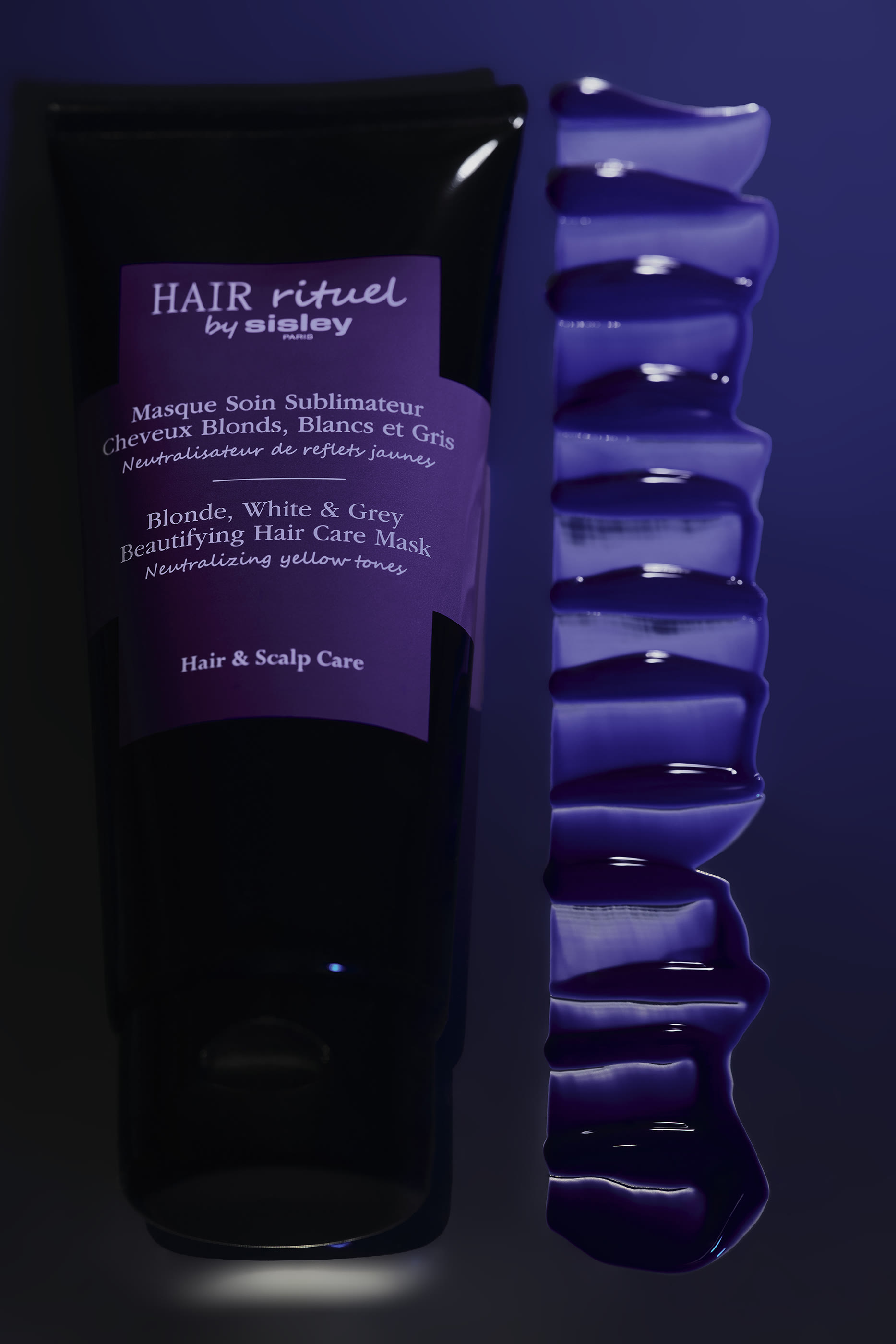 قناع لتعزيز والعناية بالشعر الأشقر والأبيض والرمادي