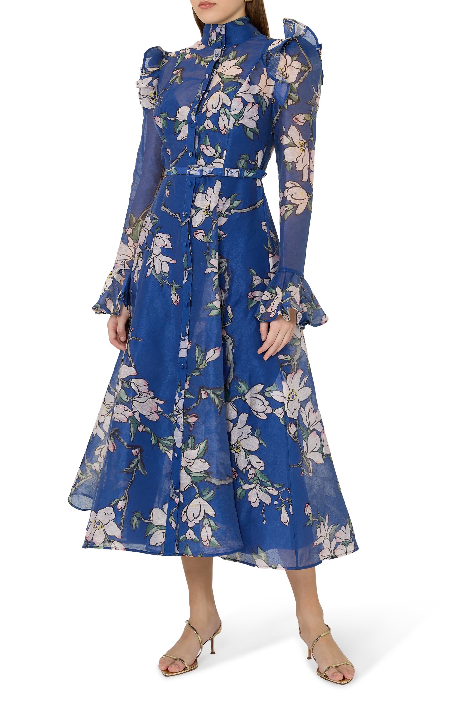 فستان كاترينا متوسط الطول بأكمام فراشة