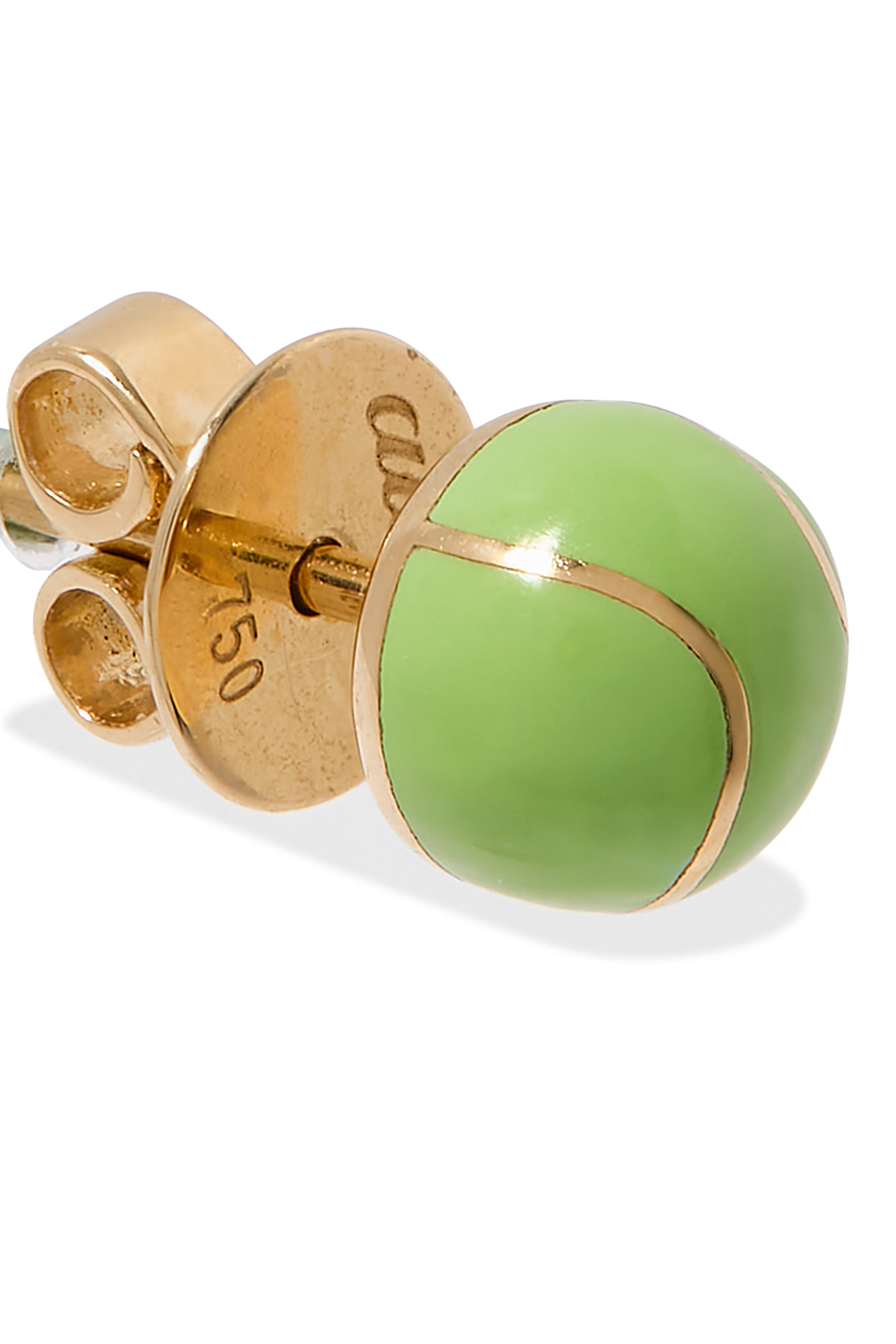 أقراط بتصميم مضرب تنس وكرة، ذهب أصفر عيار 18